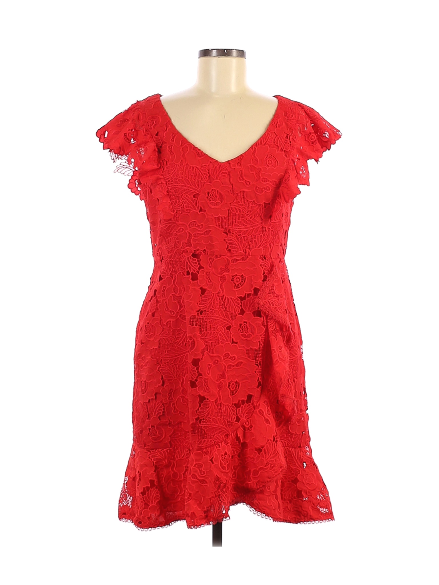 Nanette Lepore 100 Polyester Solid Red Cocktail Dress Size 6 86 Off