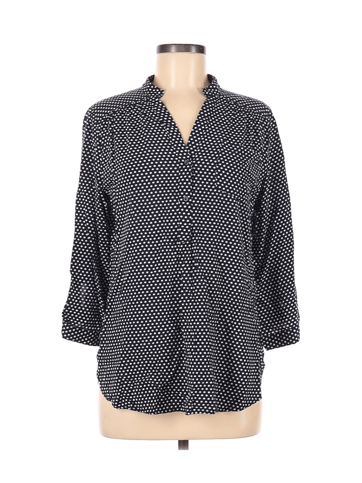 Market and Spruce Women Black Long Sleeve Blouse L | eBay