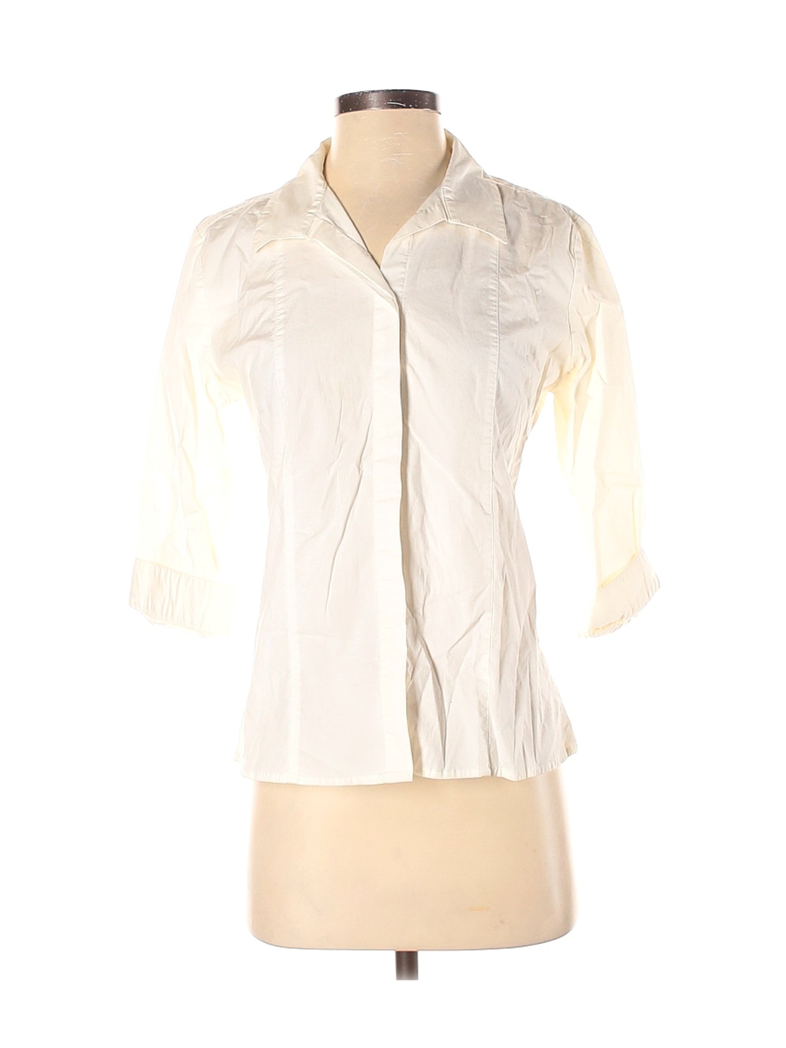 Gap Outlet Women Ivory 3/4 Sleeve Button-Down Shirt S | eBay