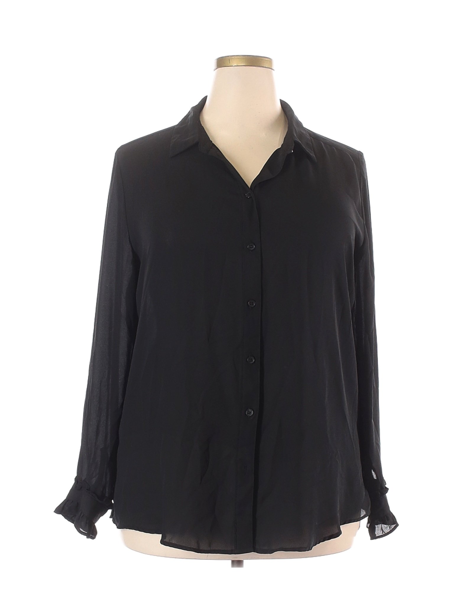 Who What Wear Women Black Long Sleeve Blouse XXL | eBay