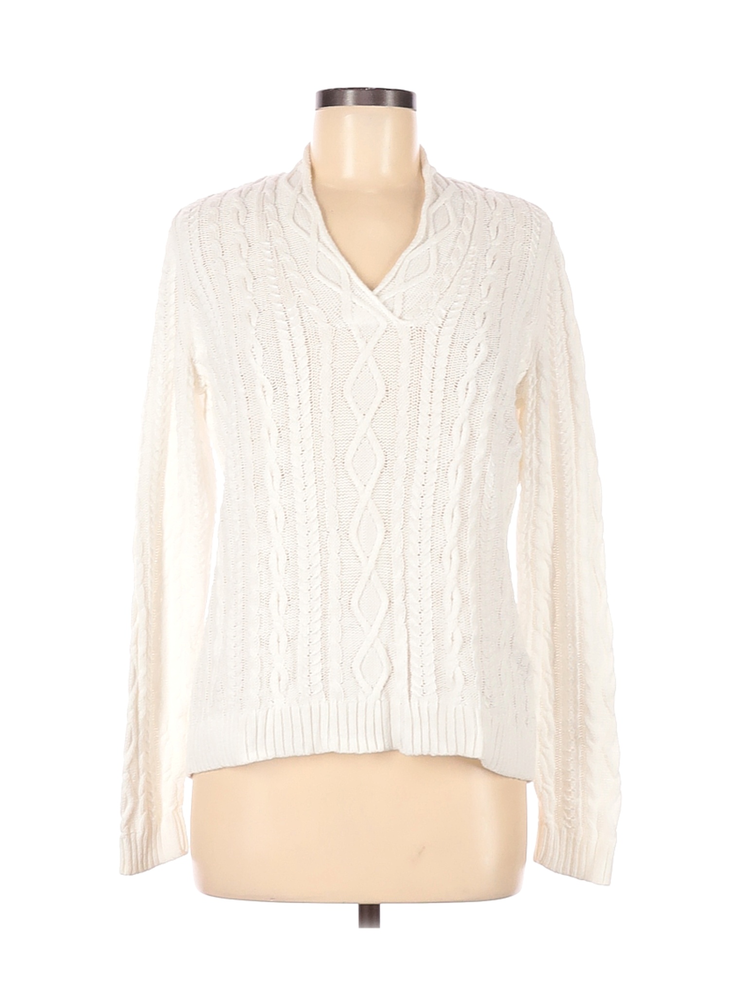 Chaps Women White Pullover Sweater M | eBay