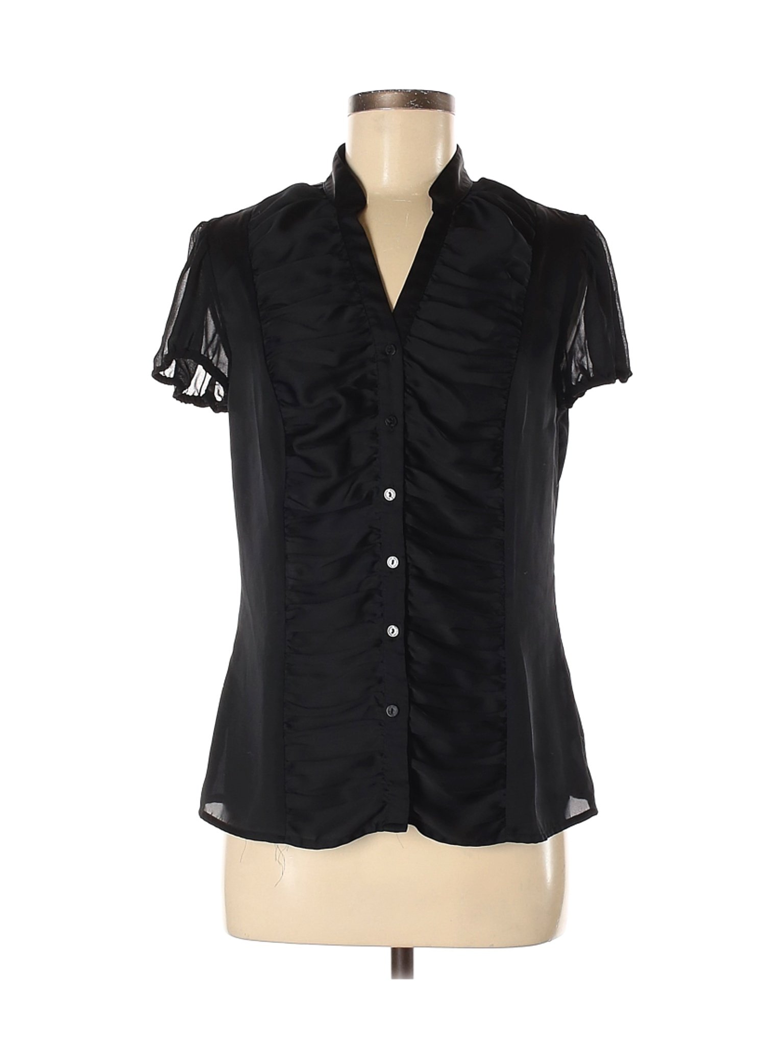 Worthington Women Black Short Sleeve Blouse M | eBay