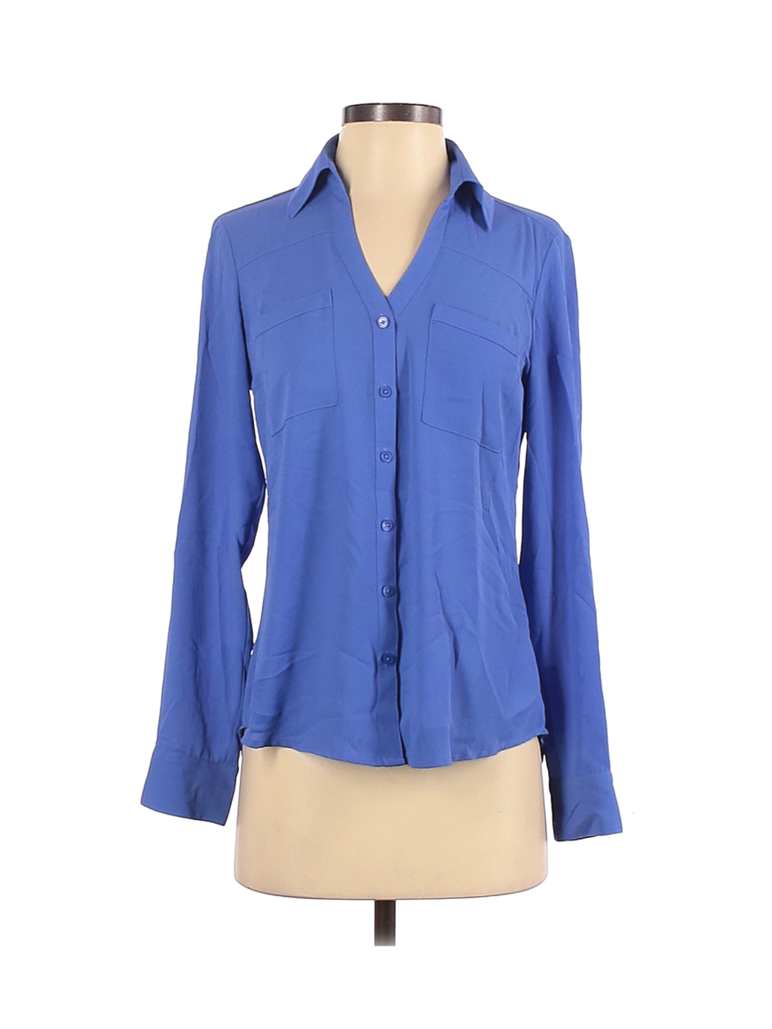 Express Women Blue Long Sleeve Blouse XS | eBay