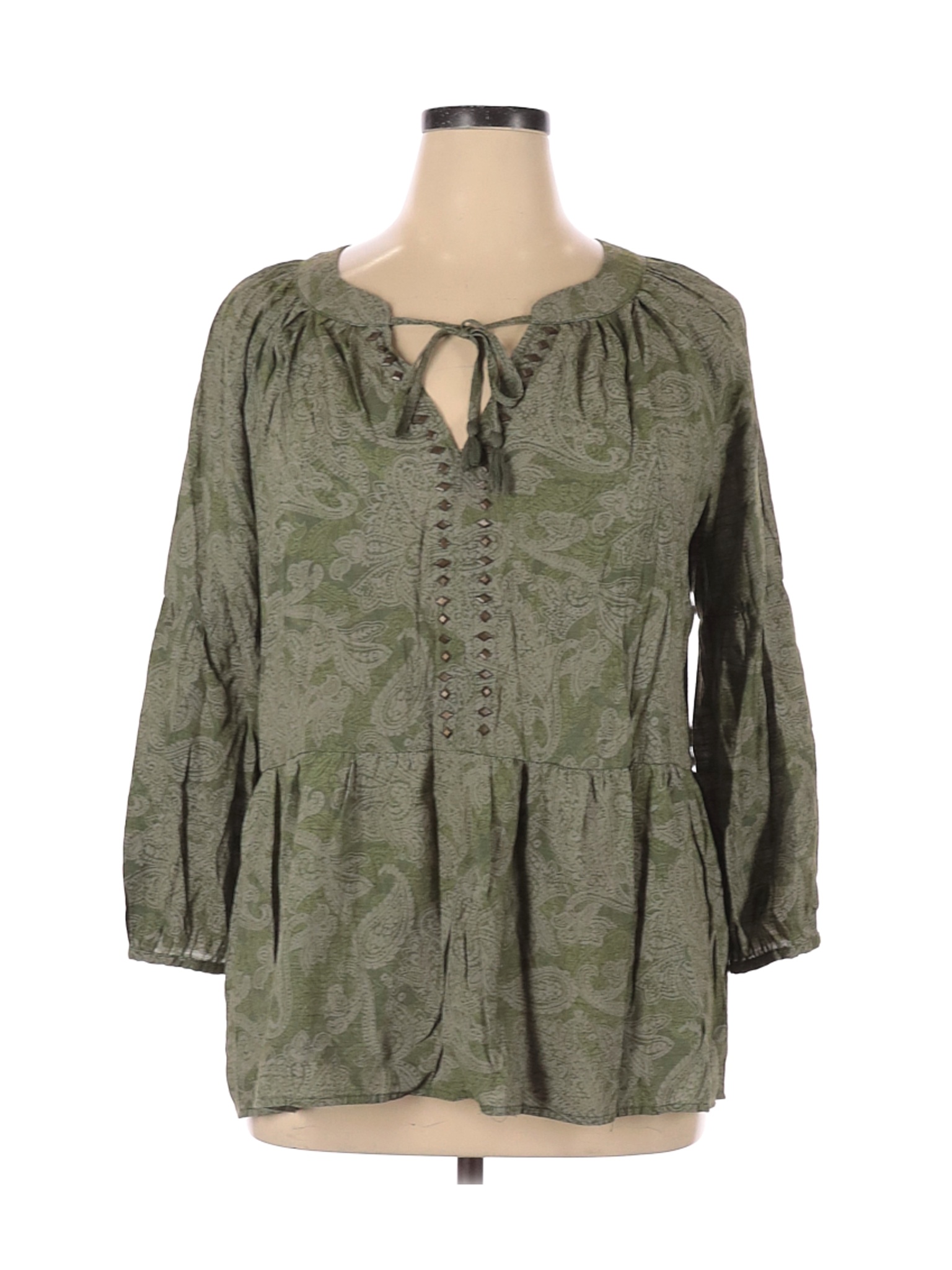 Liz Claiborne Women Green 3/4 Sleeve Blouse XL | eBay