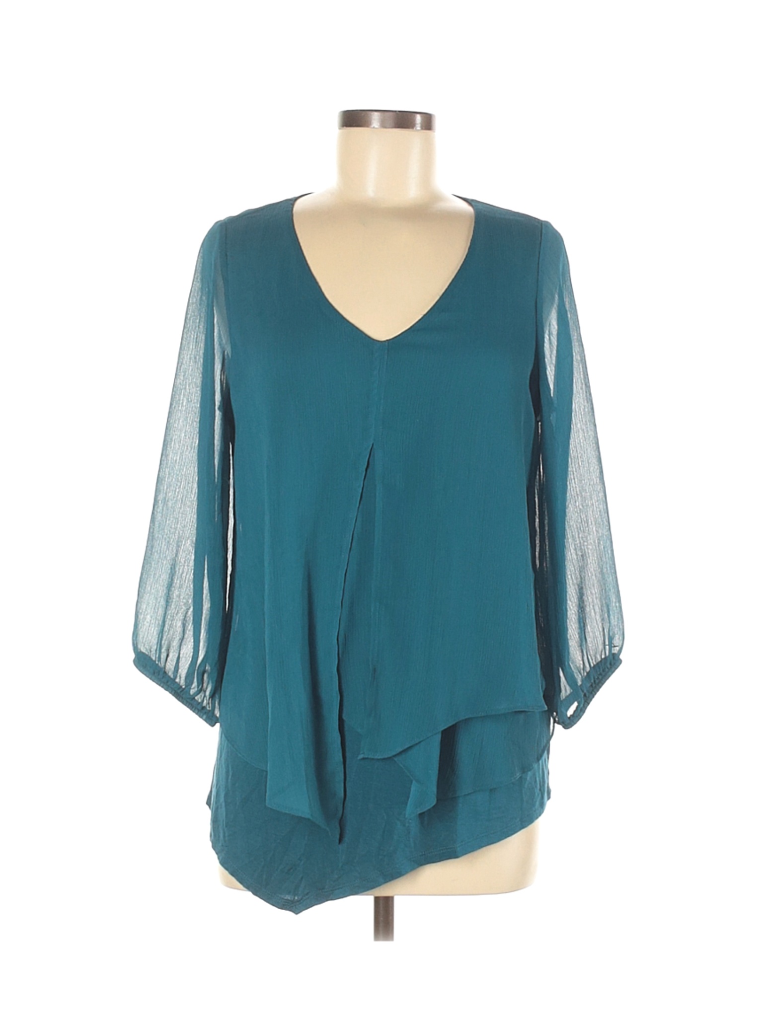 Apt. 9 Women Green 3/4 Sleeve Blouse M | eBay
