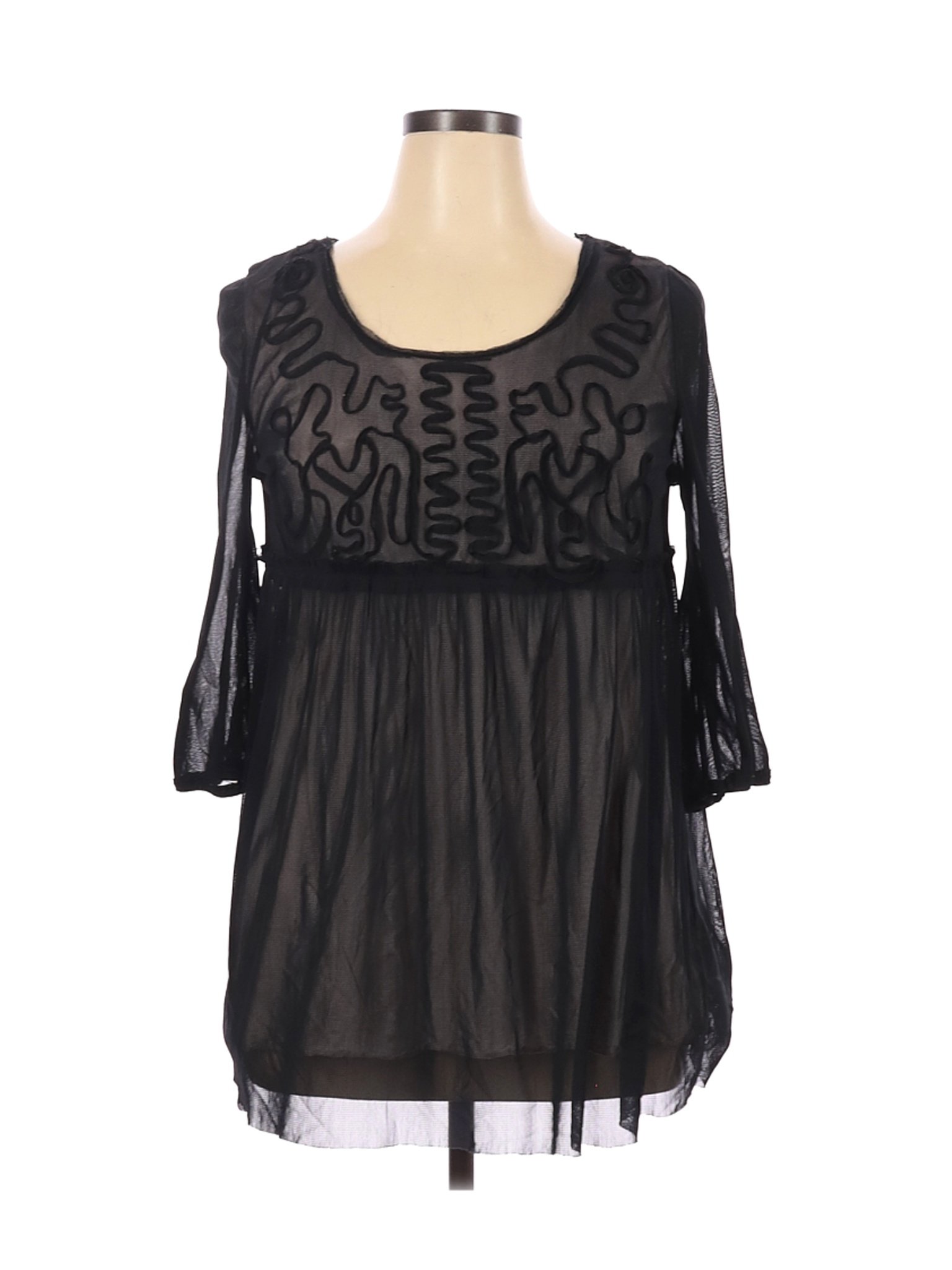 Monroe and Main Women Black 3/4 Sleeve Blouse XL | eBay