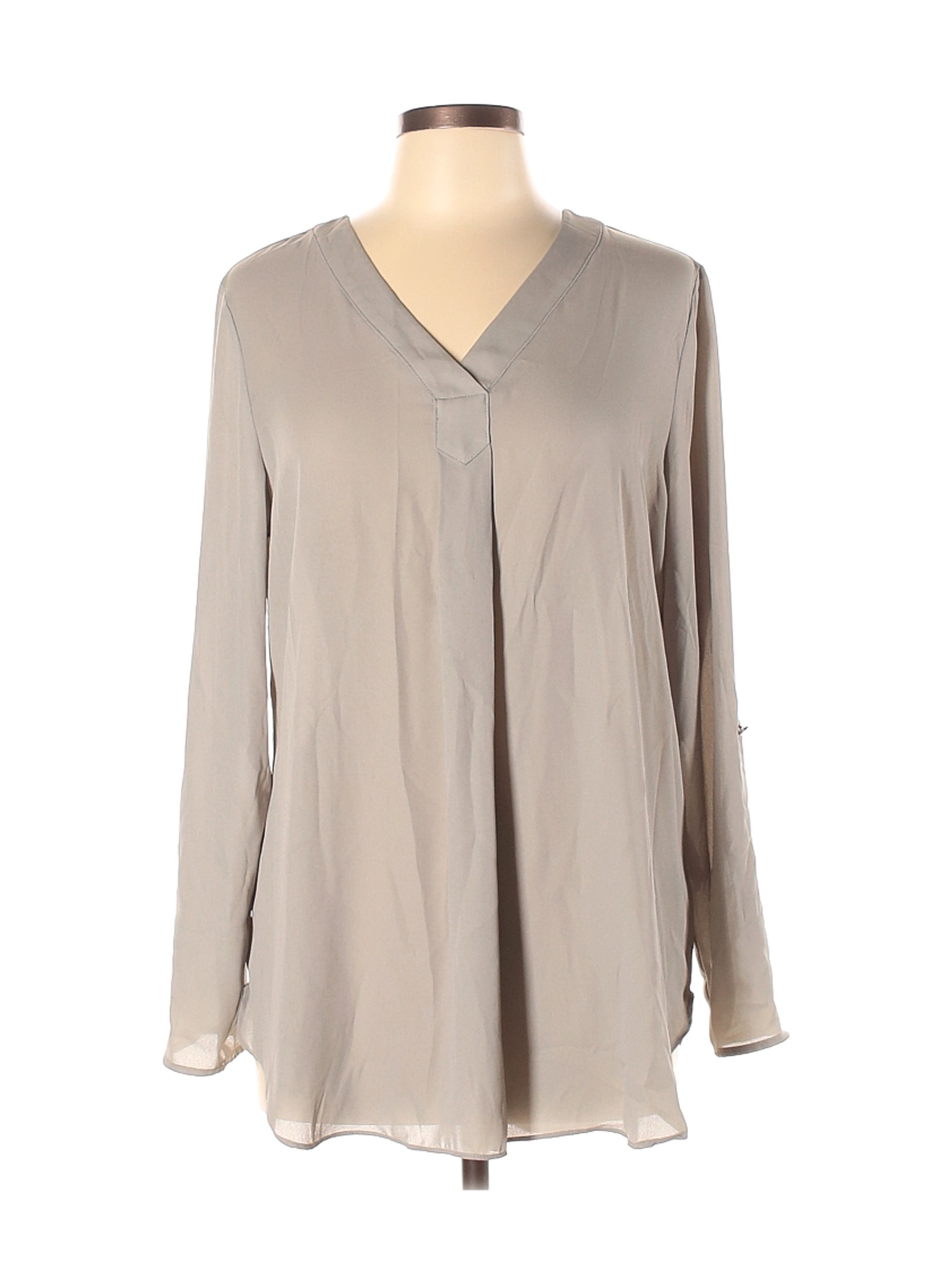 Apt. 9 Women Gray Long Sleeve Blouse L | eBay