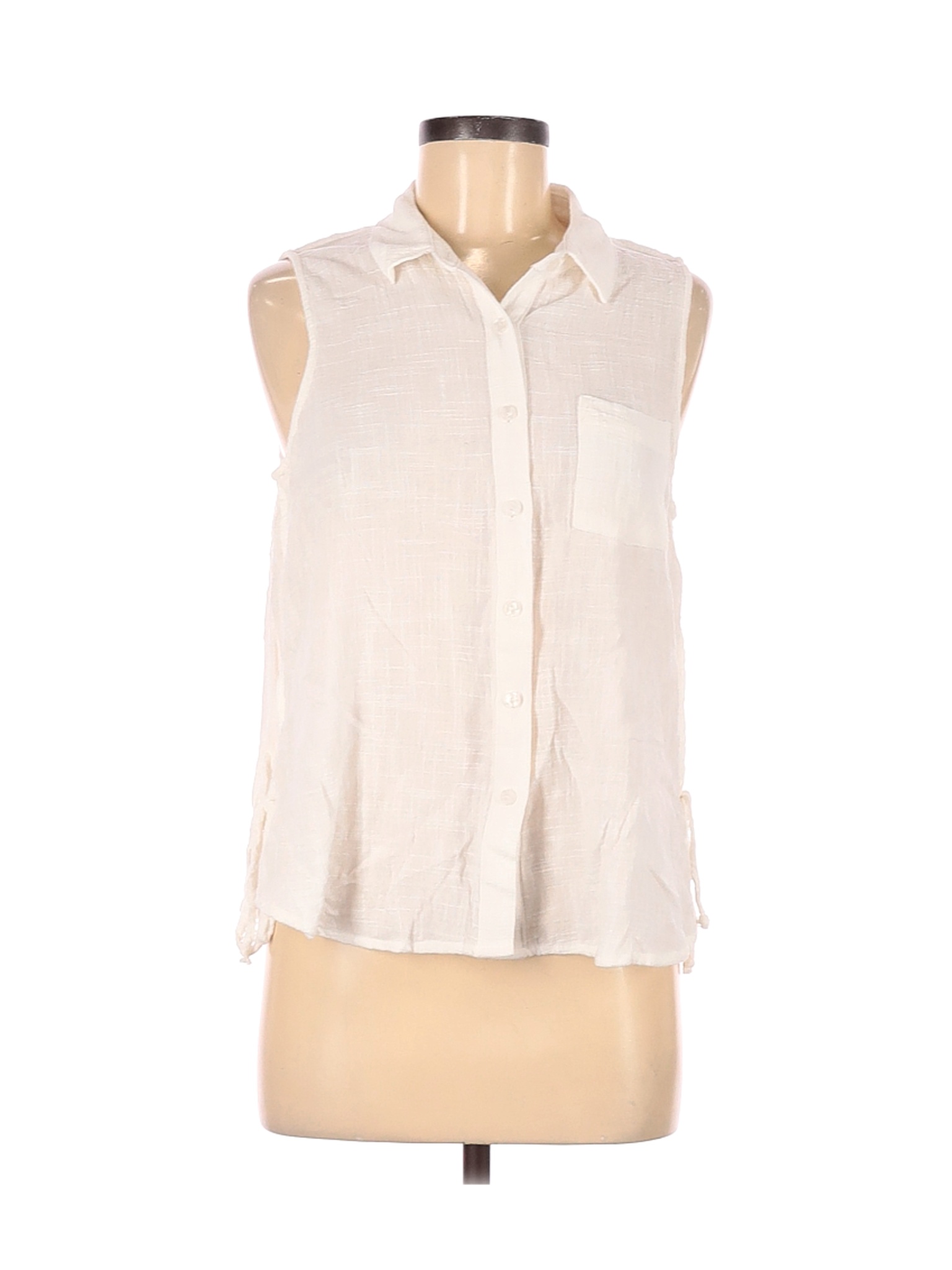 Universal Thread Women Ivory Sleeveless Button-Down Shirt M | eBay