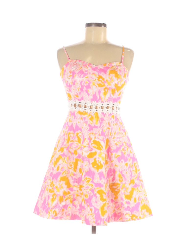 Lilly Pulitzer 100 Cotton Floral Pink Cocktail Dress Size 8 67 Off