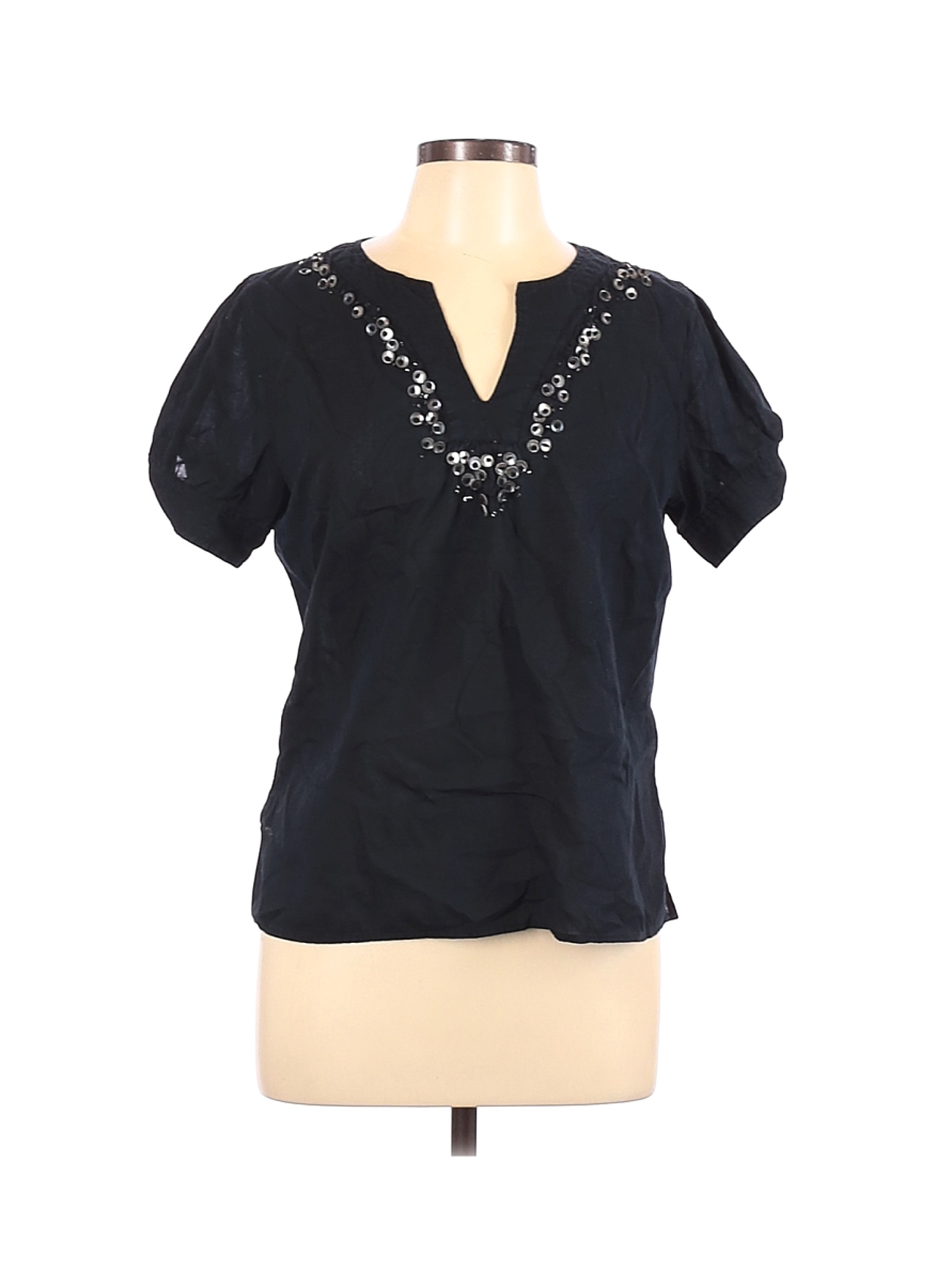 Gap Women Black Short Sleeve Blouse L | eBay