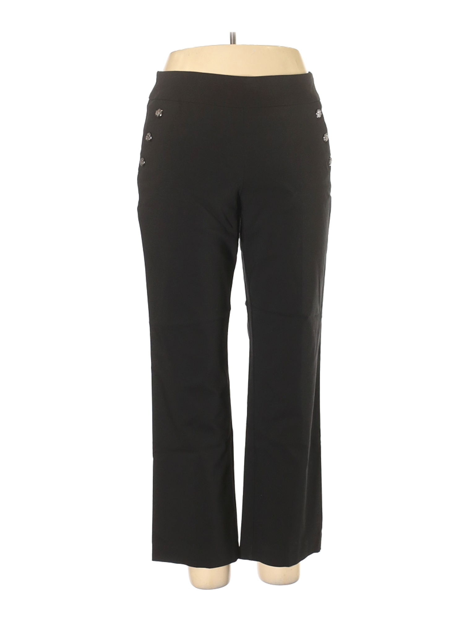 Roz & Ali Women Black Casual Pants 14 Petites | eBay