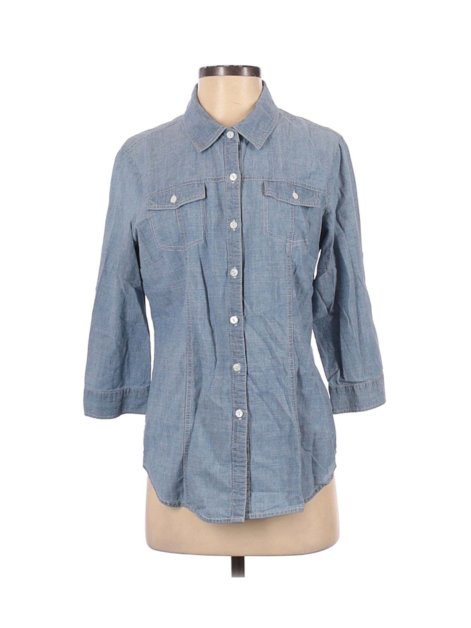 Hester & Orchard Women Blue Long Sleeve Button-Down Shirt S | eBay