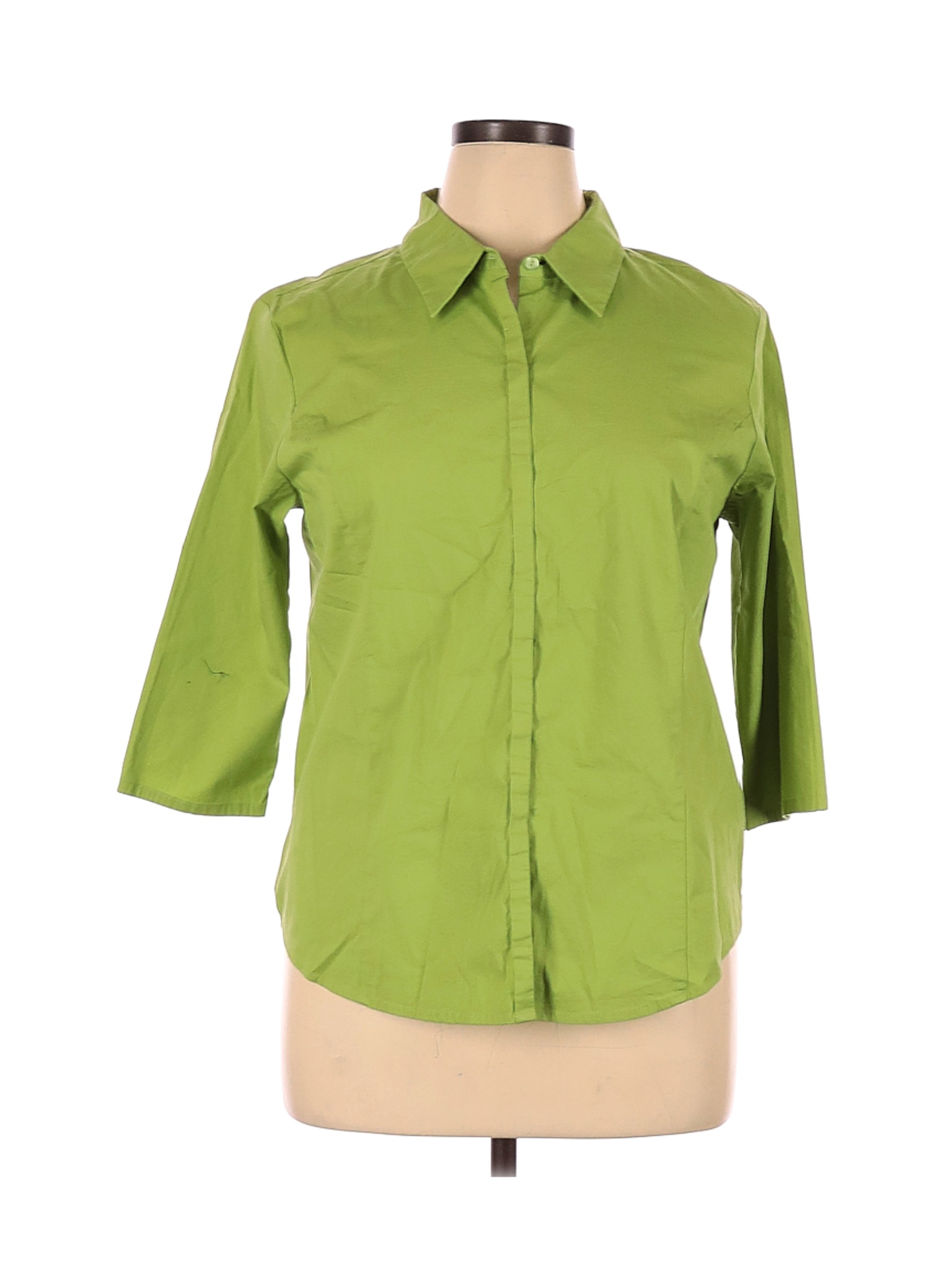 Assorted Brands Women Green Long Sleeve Button-Down Shirt XL | eBay
