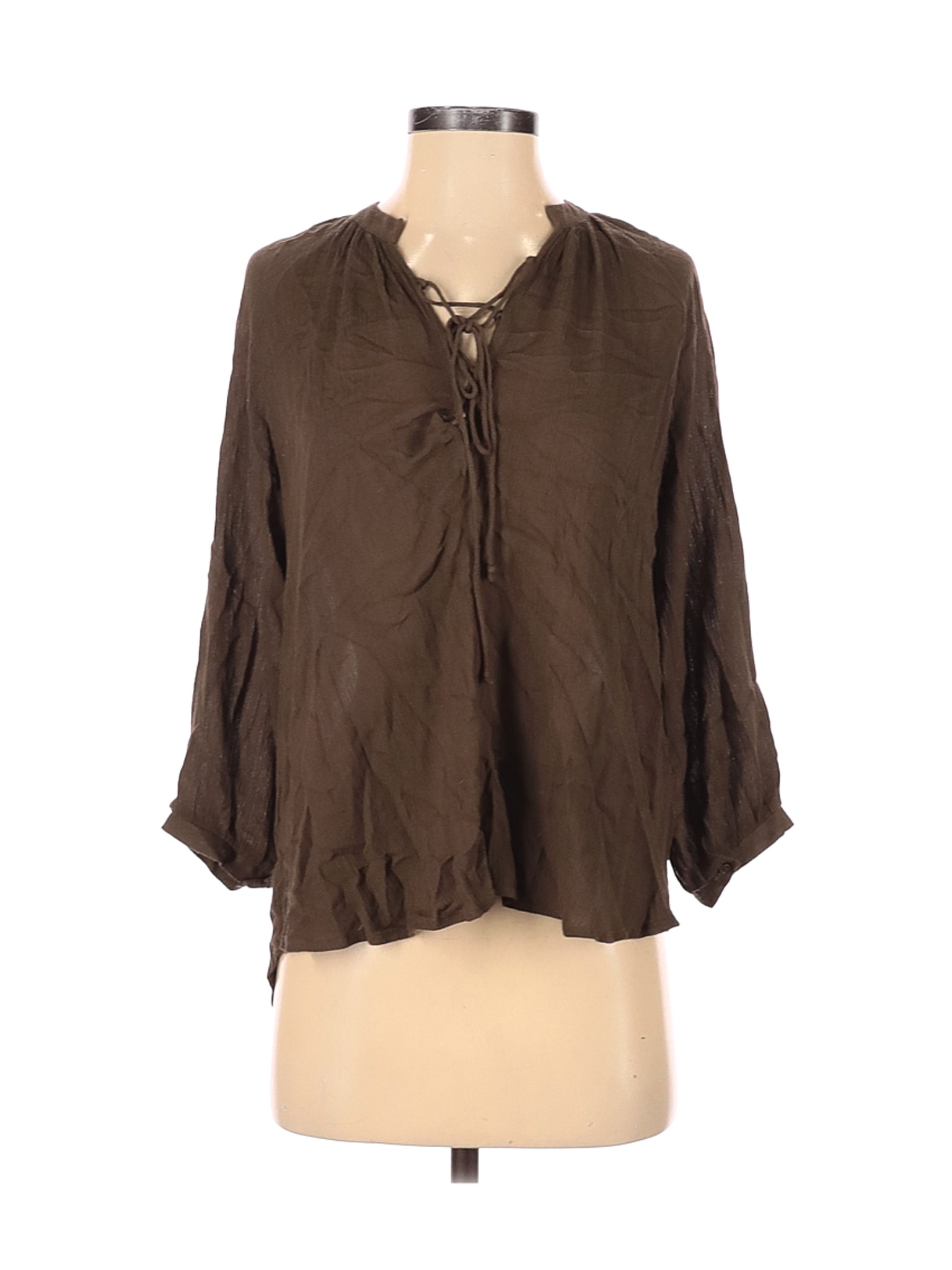 Lush Women Brown 3/4 Sleeve Blouse XS