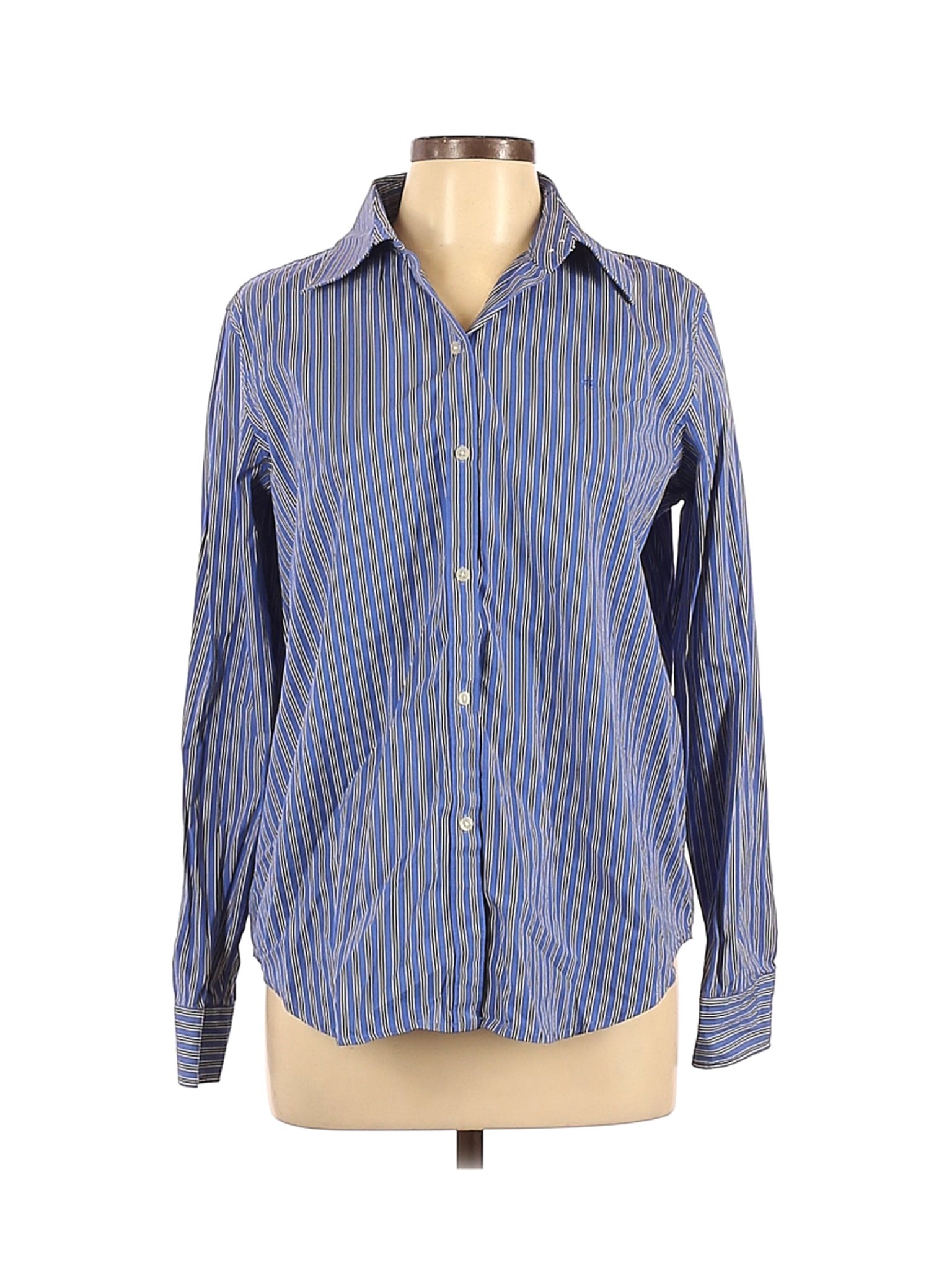 Lauren by Ralph Lauren Women Blue Long Sleeve Button-Down Shirt L | eBay