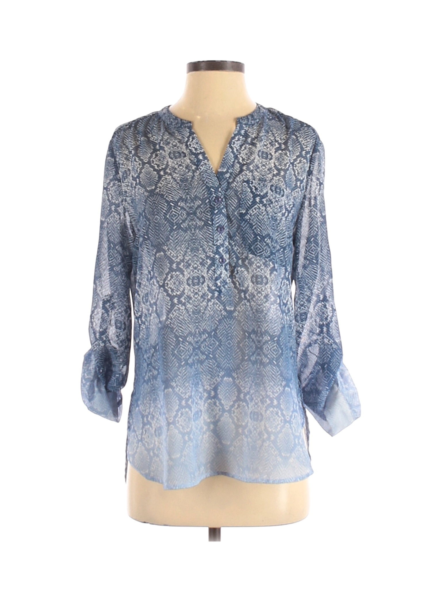 Como Vintage Women Blue Long Sleeve Blouse S | eBay