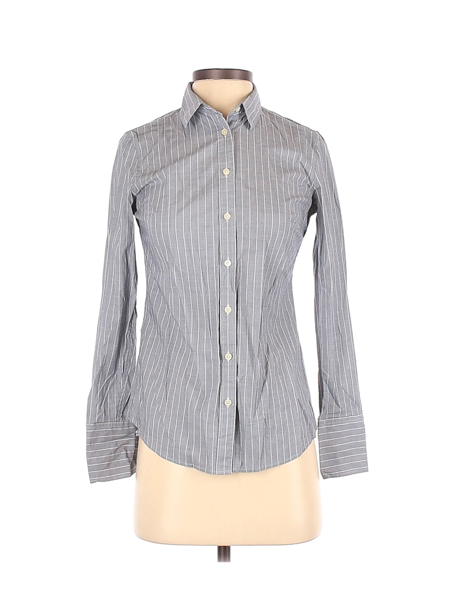 Banana Republic Women Gray Long Sleeve Button-Down Shirt 0 | eBay
