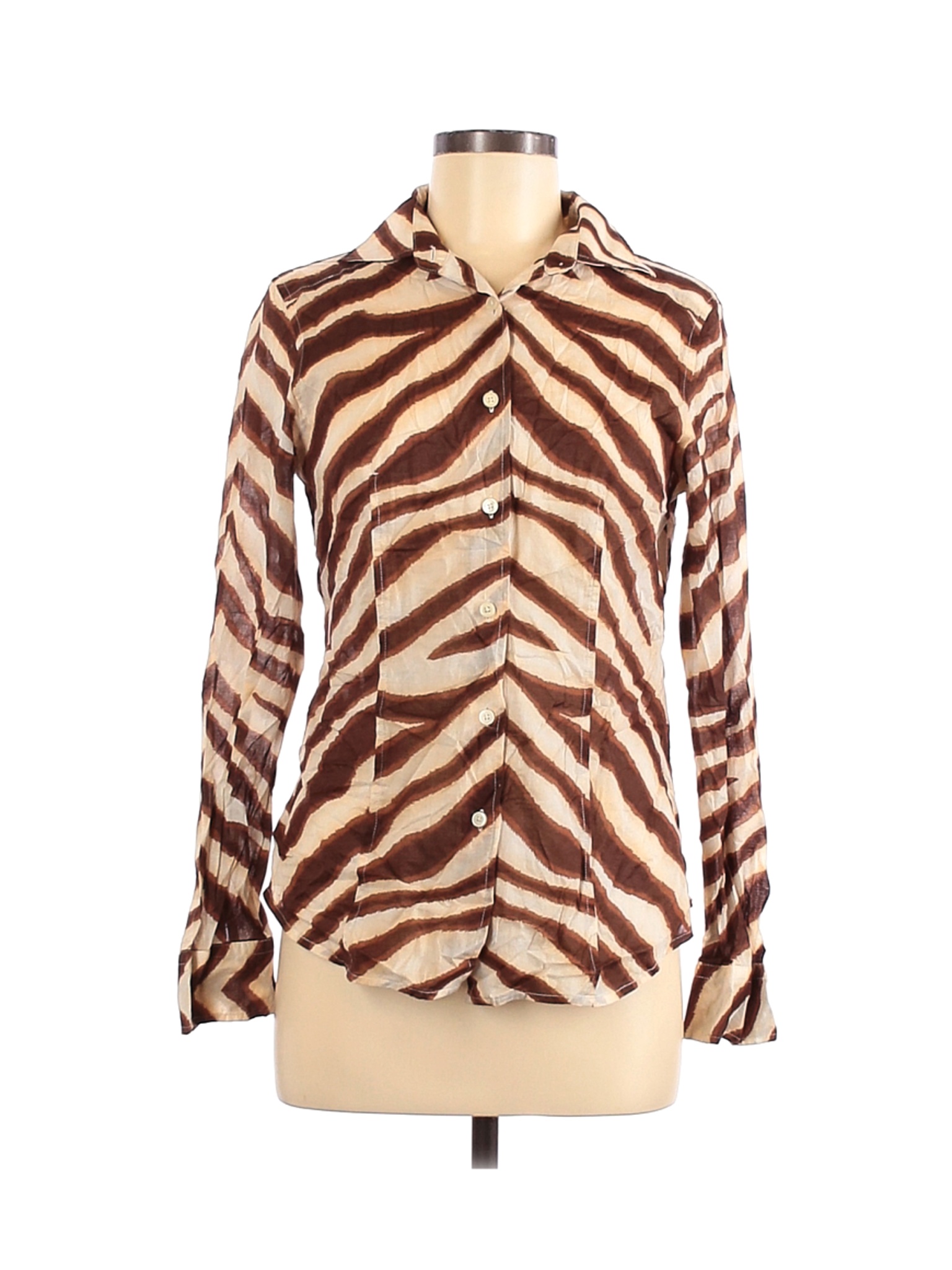 MICHAEL Michael Kors Women Brown Long Sleeve Blouse 8 | eBay