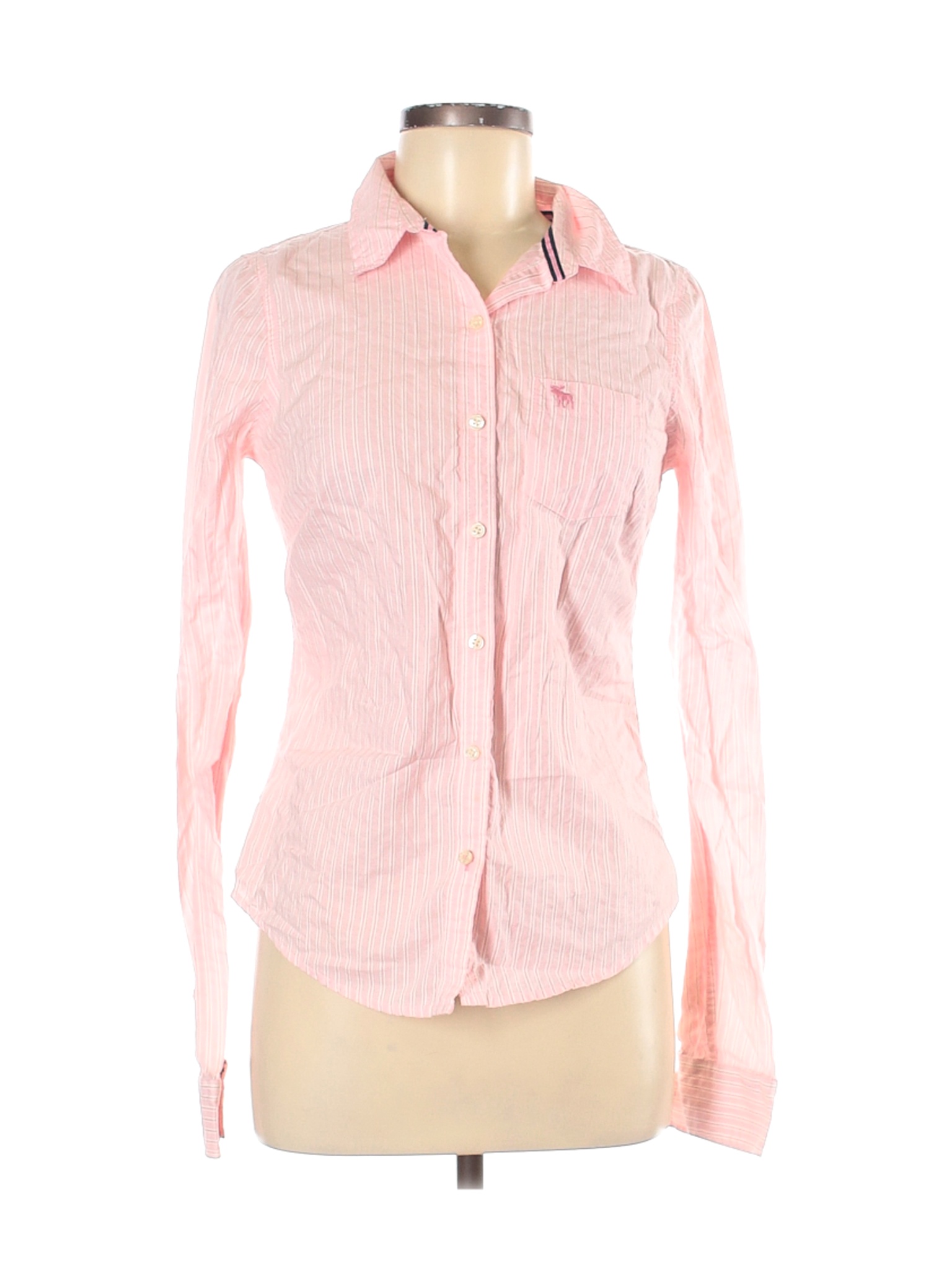 Abercrombie & Fitch Women Pink Long Sleeve Button-Down Shirt M | eBay