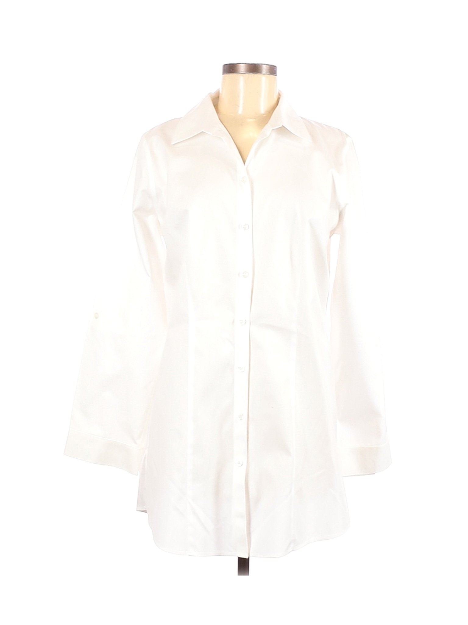 Chico's Women White Long Sleeve Button-Down Shirt M | eBay