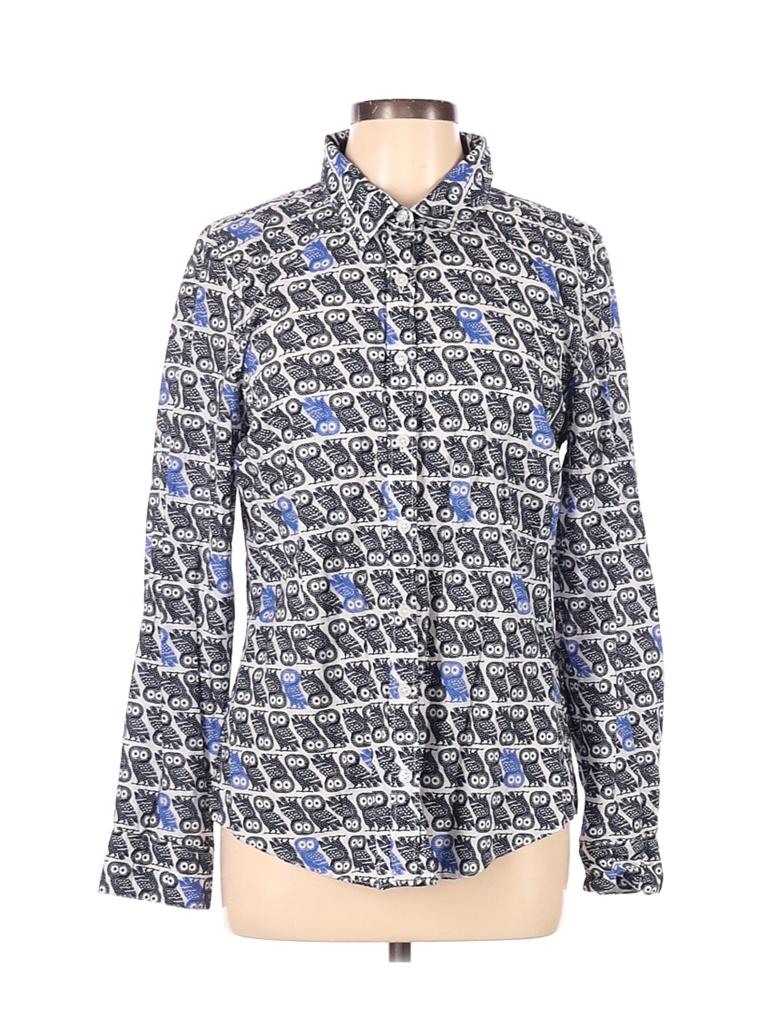 Crown & Ivy Women Blue Long Sleeve Button-Down Shirt L | eBay
