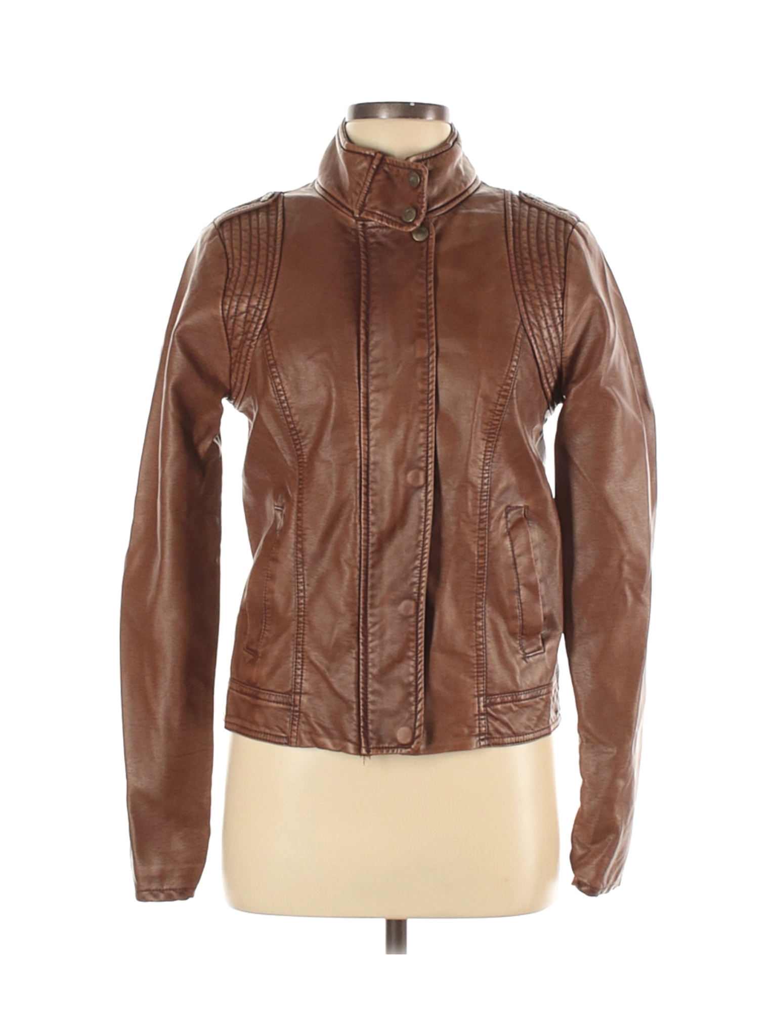 Aeropostale Women Brown Faux Leather Jacket M | eBay
