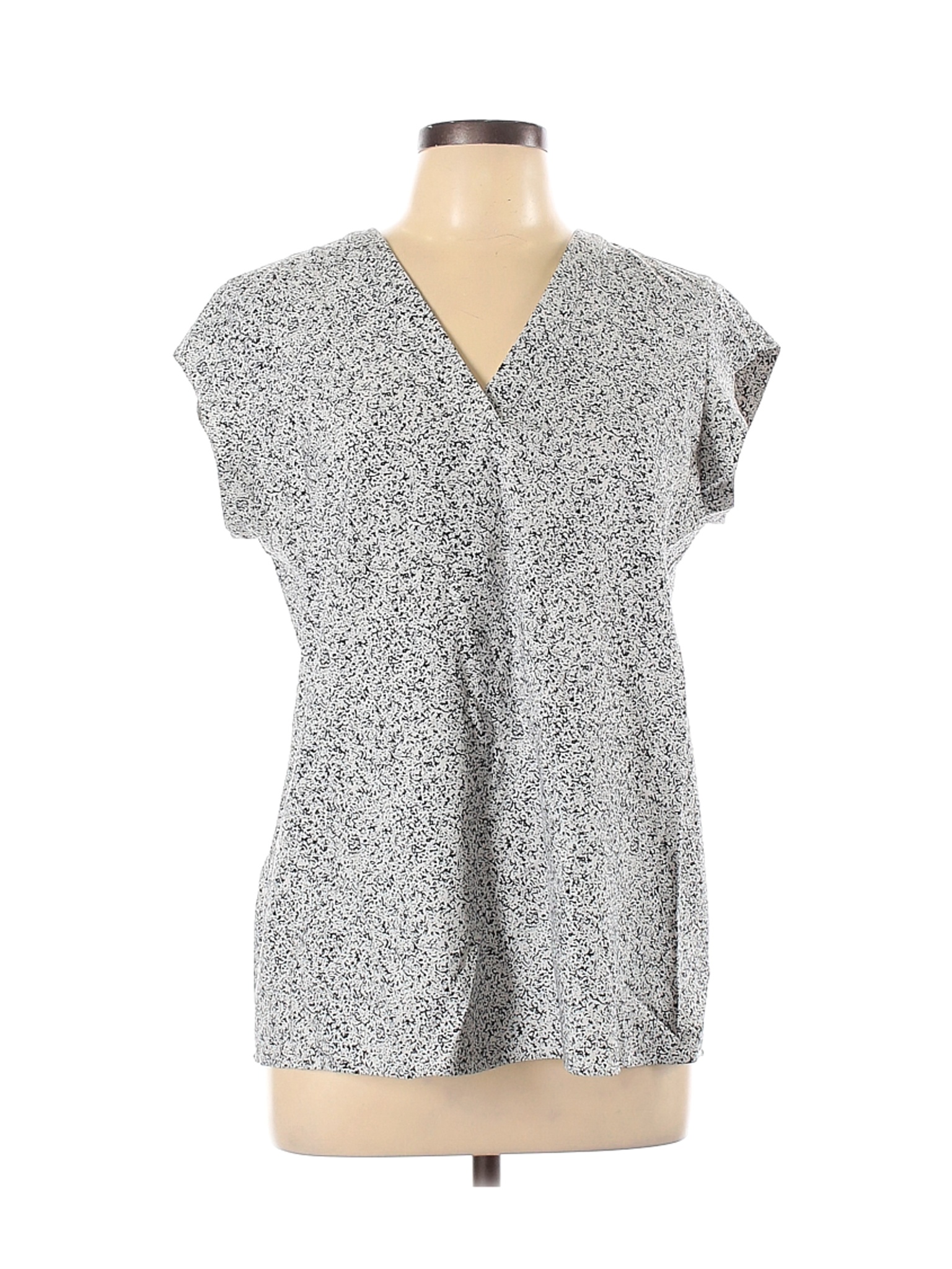 Hilary Radley Women Gray Short Sleeve Blouse L | eBay