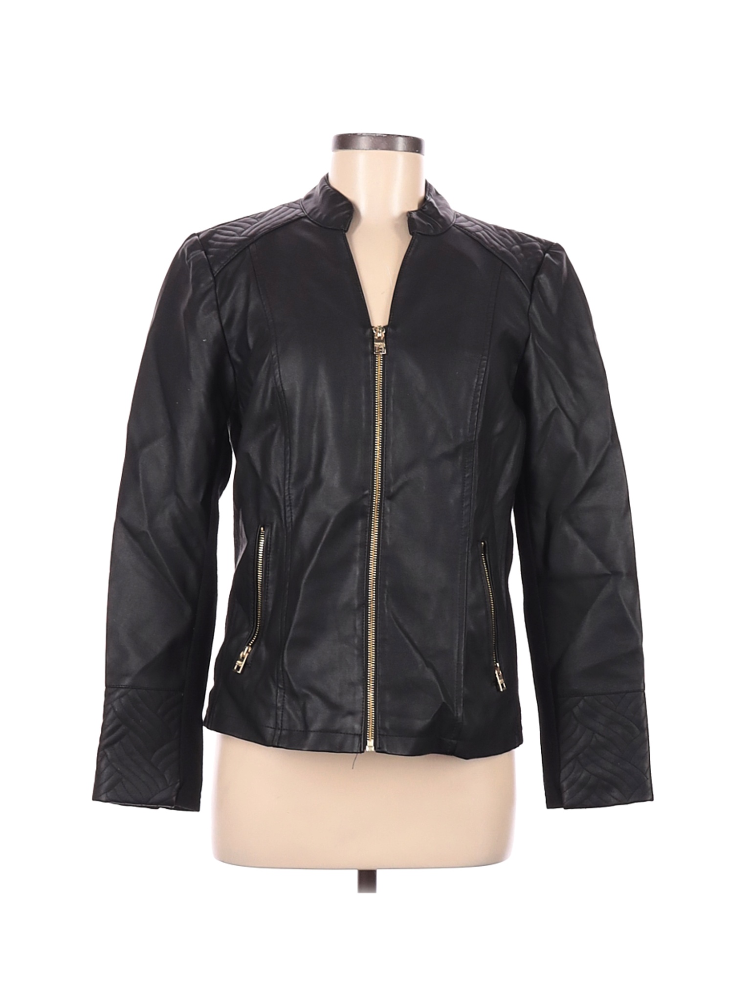 Marc New York Women Black Faux Leather Jacket M | eBay