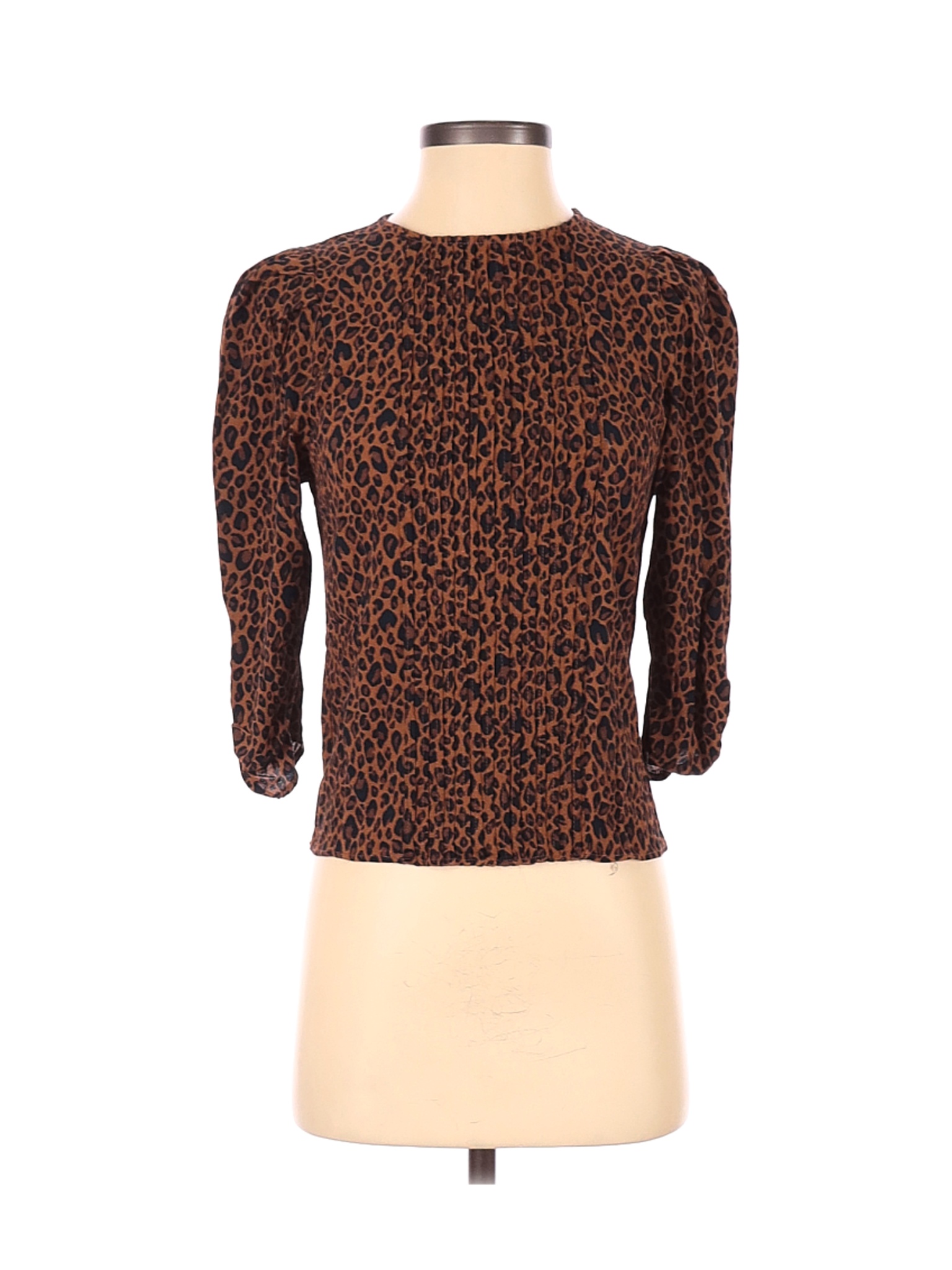 Zara Women Brown 3/4 Sleeve Blouse XS | eBay