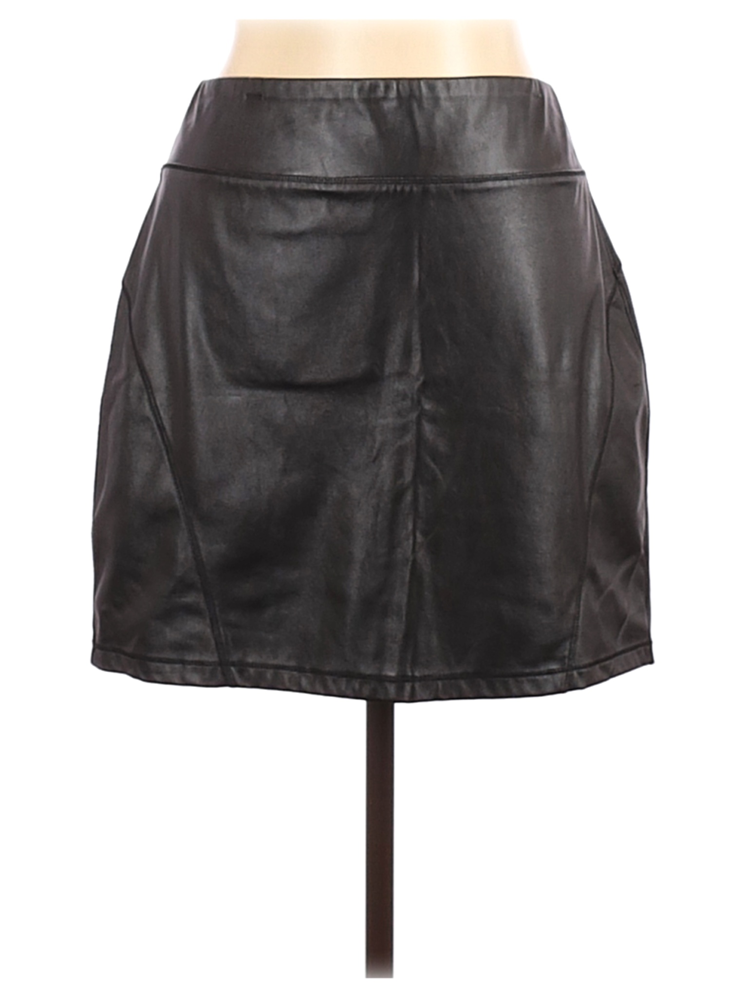 Express Women Black Faux Leather Skirt L | eBay