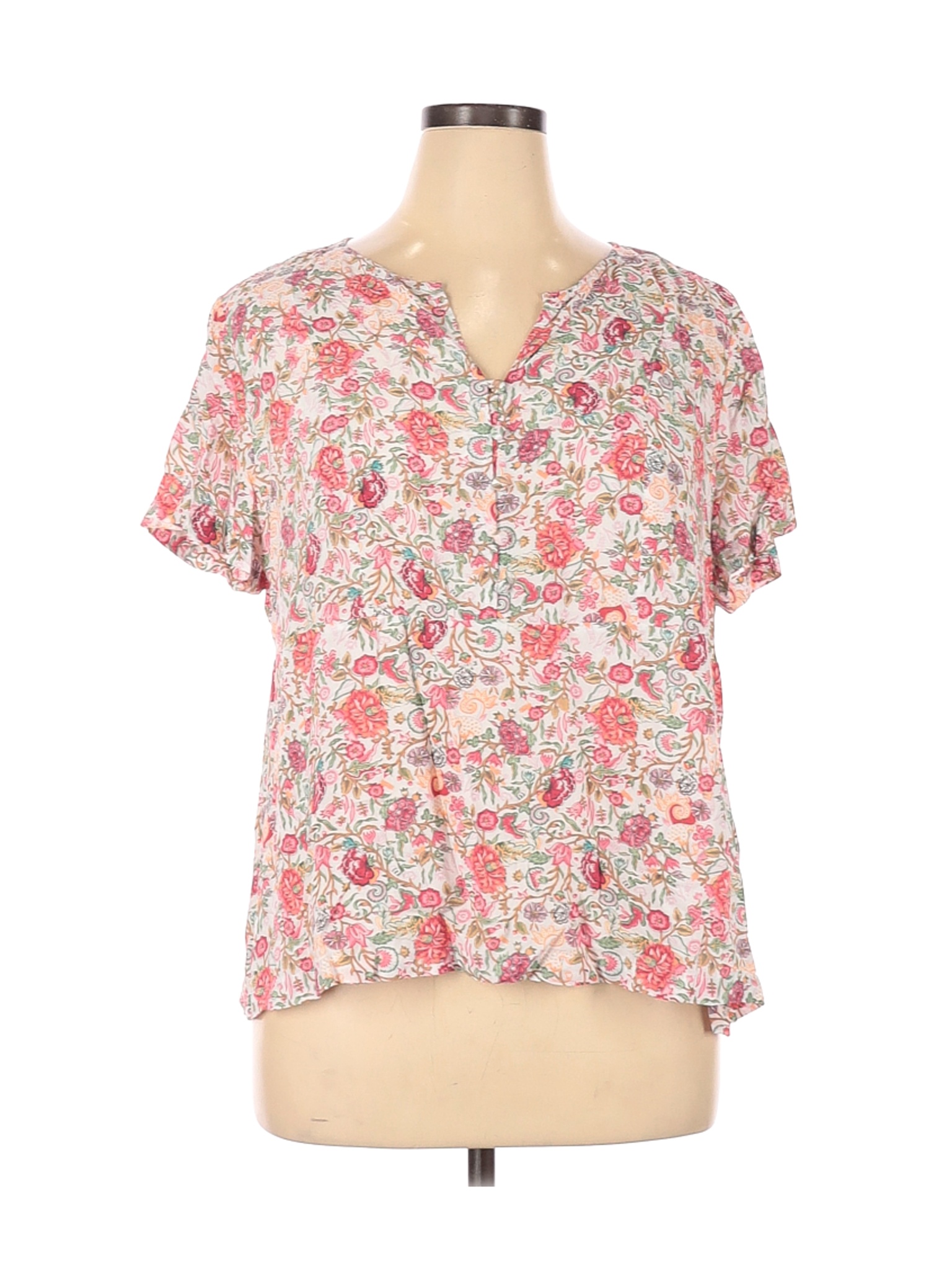 Adrienne Vittadini Women Pink Short Sleeve Blouse 1X Plus | eBay