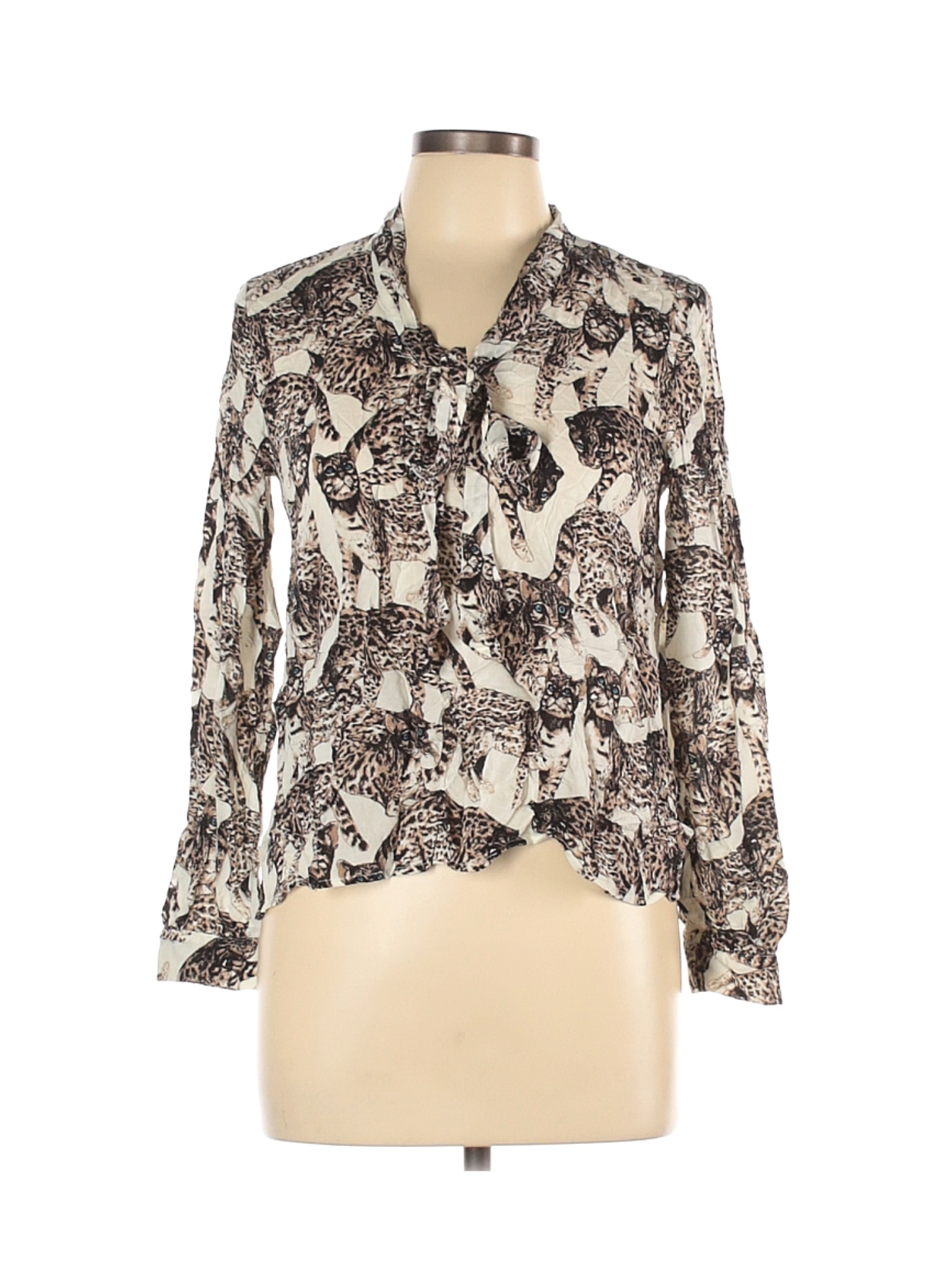 H&M Women Ivory Long Sleeve Blouse 6 | eBay