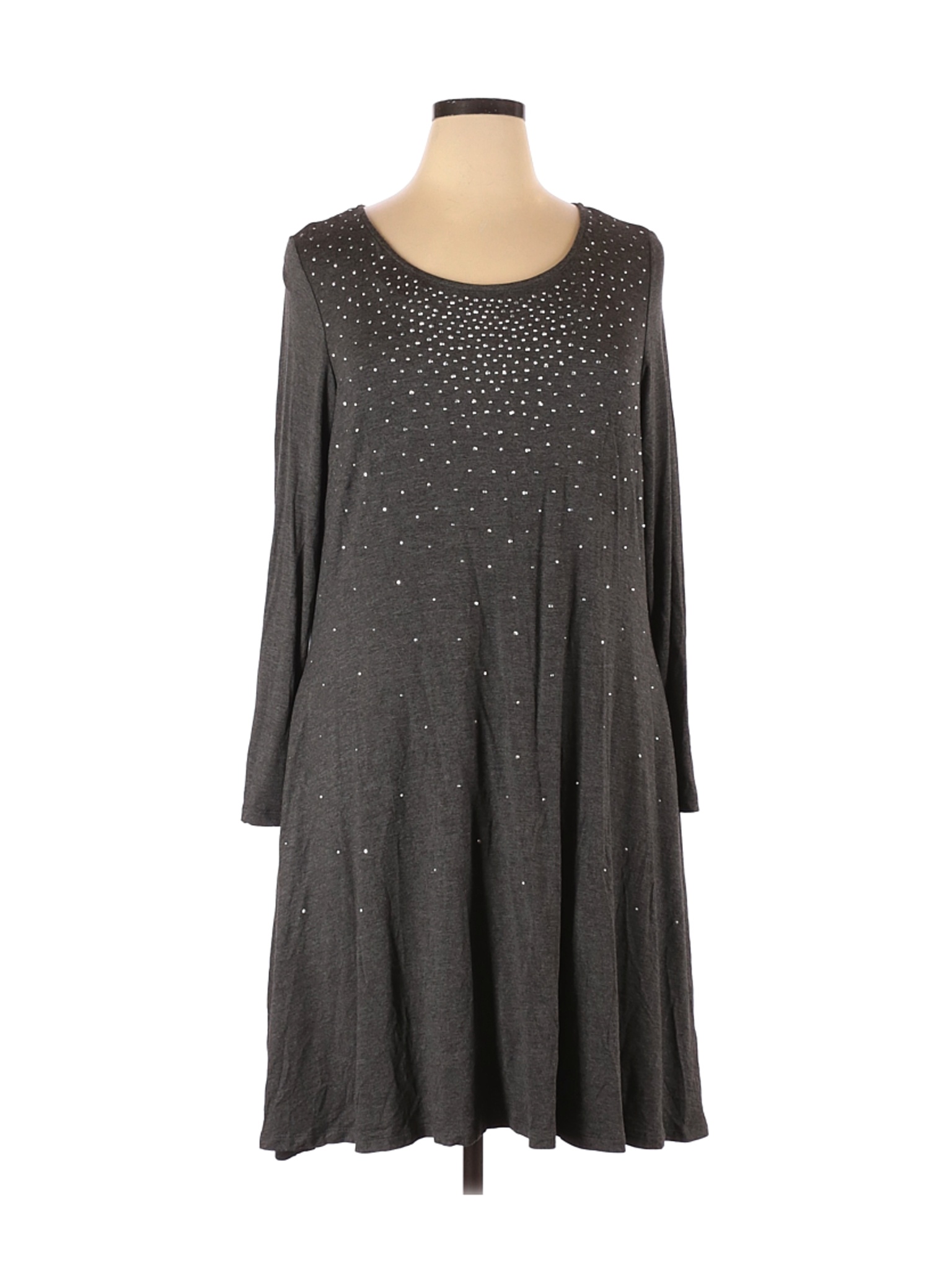 Nina Leonard Women Gray Casual Dress 1X Plus | eBay