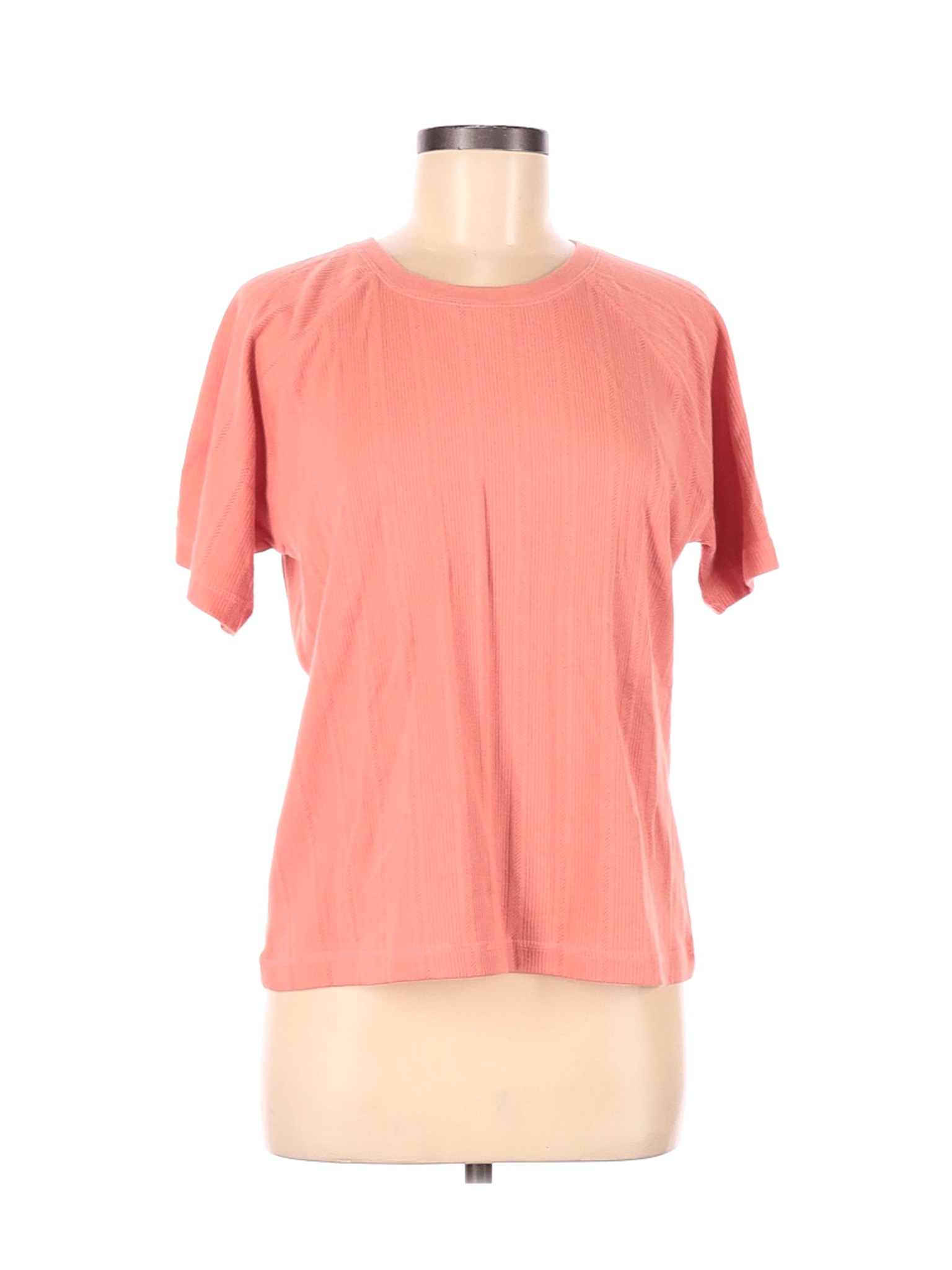 Denim And Co 100 Cotton Solid Pink Short Sleeve Top Size M 60 Off