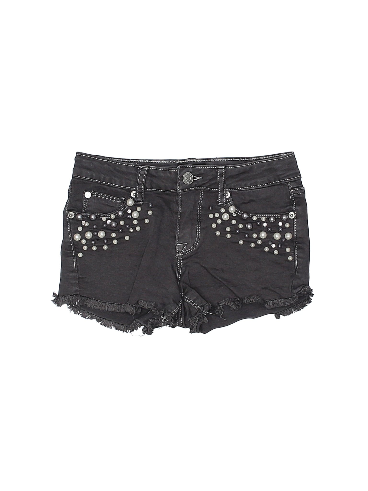 girls black denim shorts