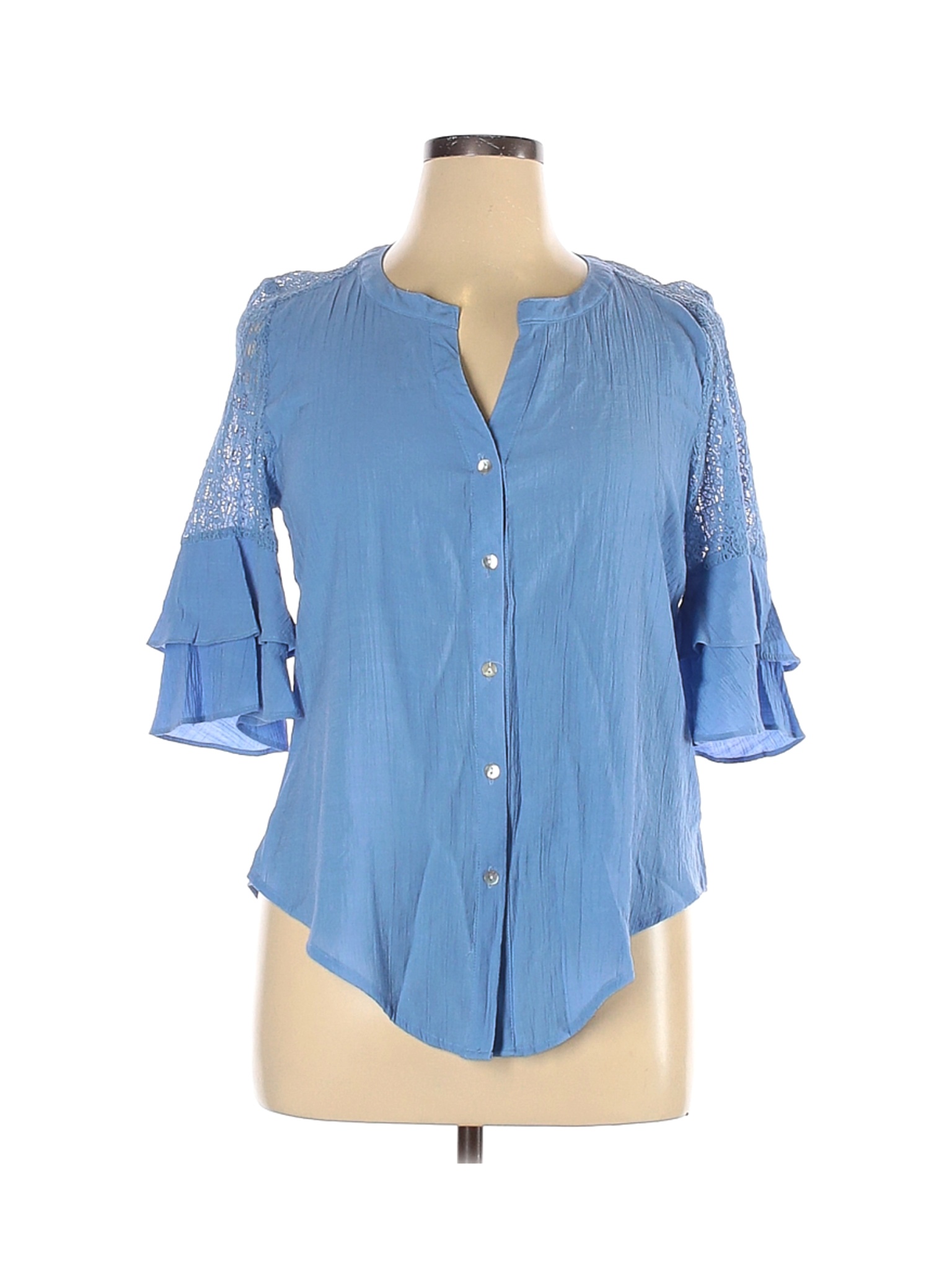 NY Collection Women Blue 3/4 Sleeve Blouse XL Petites | eBay
