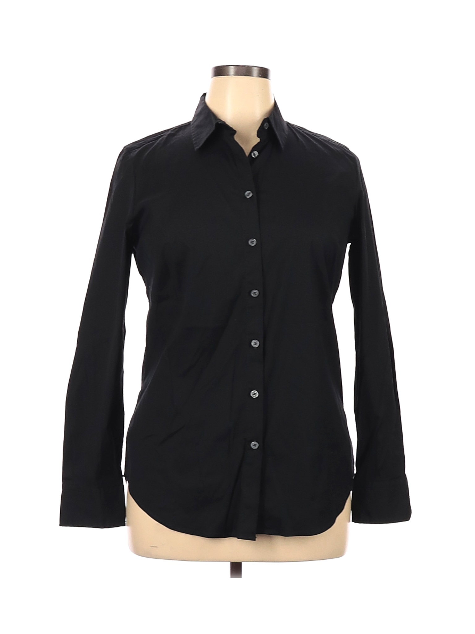 Ann Taylor Women Black Long Sleeve Button-Down Shirt 14 | eBay
