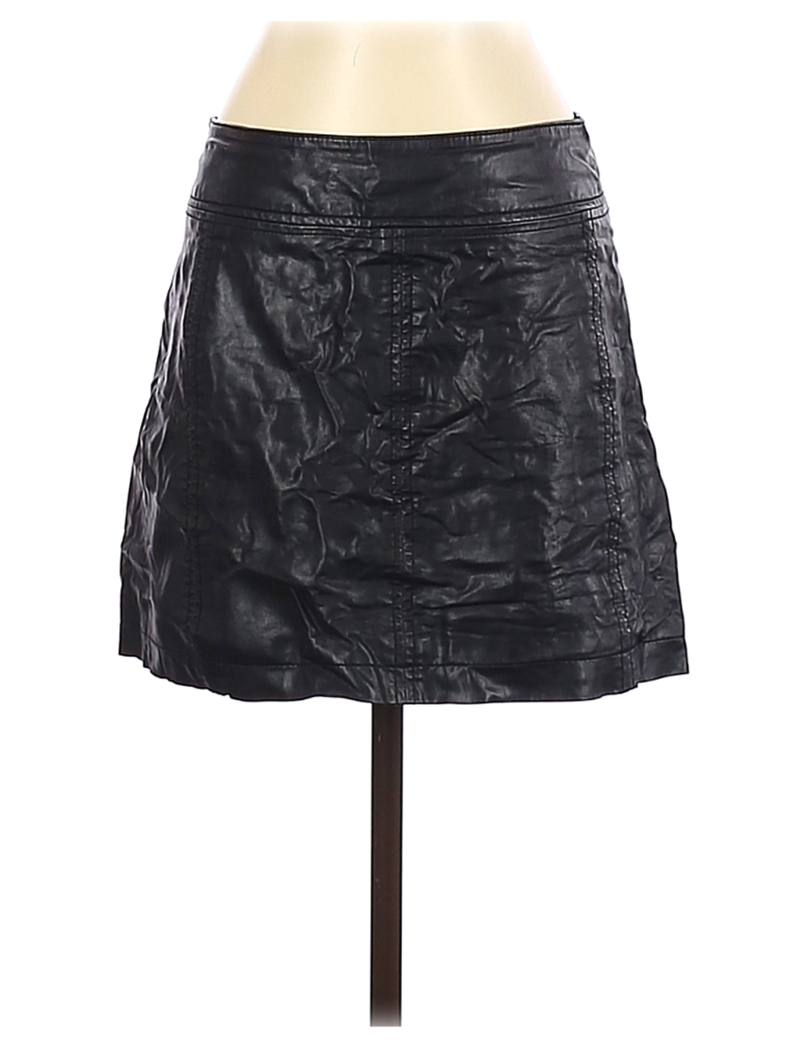 Free People Women Black Faux Leather Skirt 4 | eBay