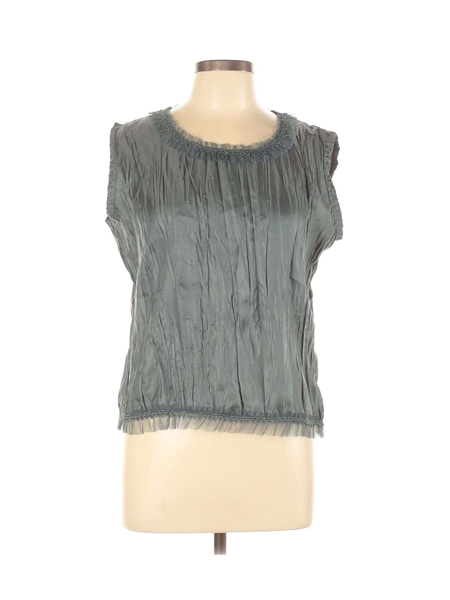 grey sleeveless blouse