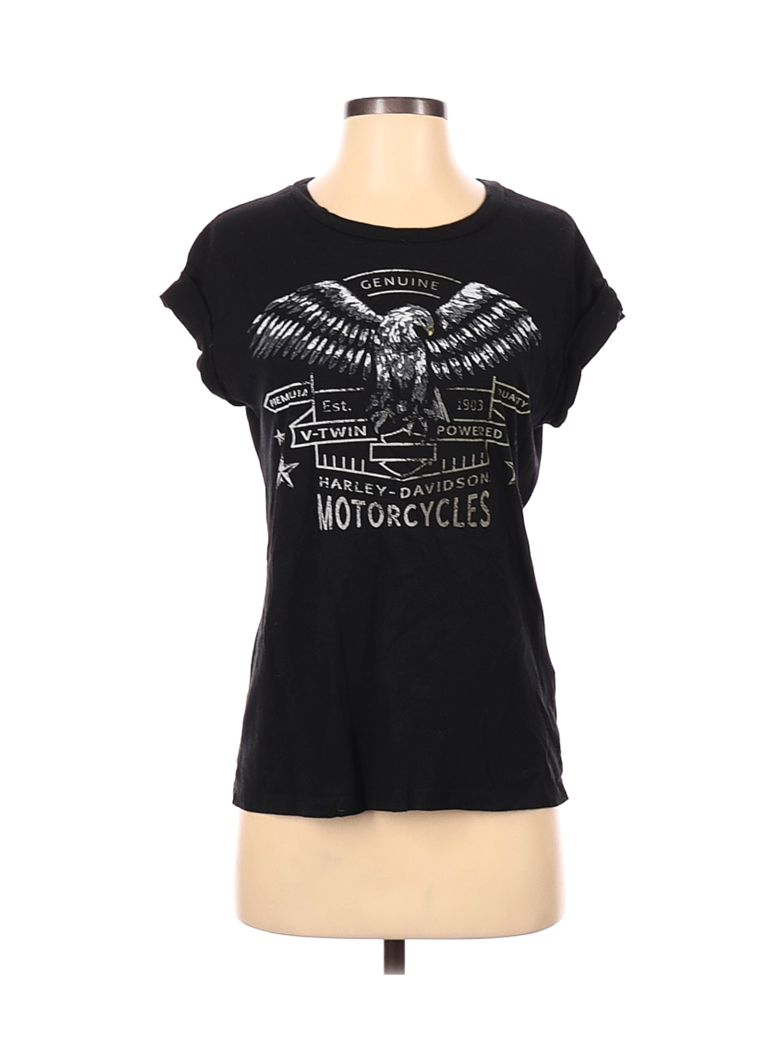 Harley Davidson Women Black Short Sleeve T-Shirt S | eBay