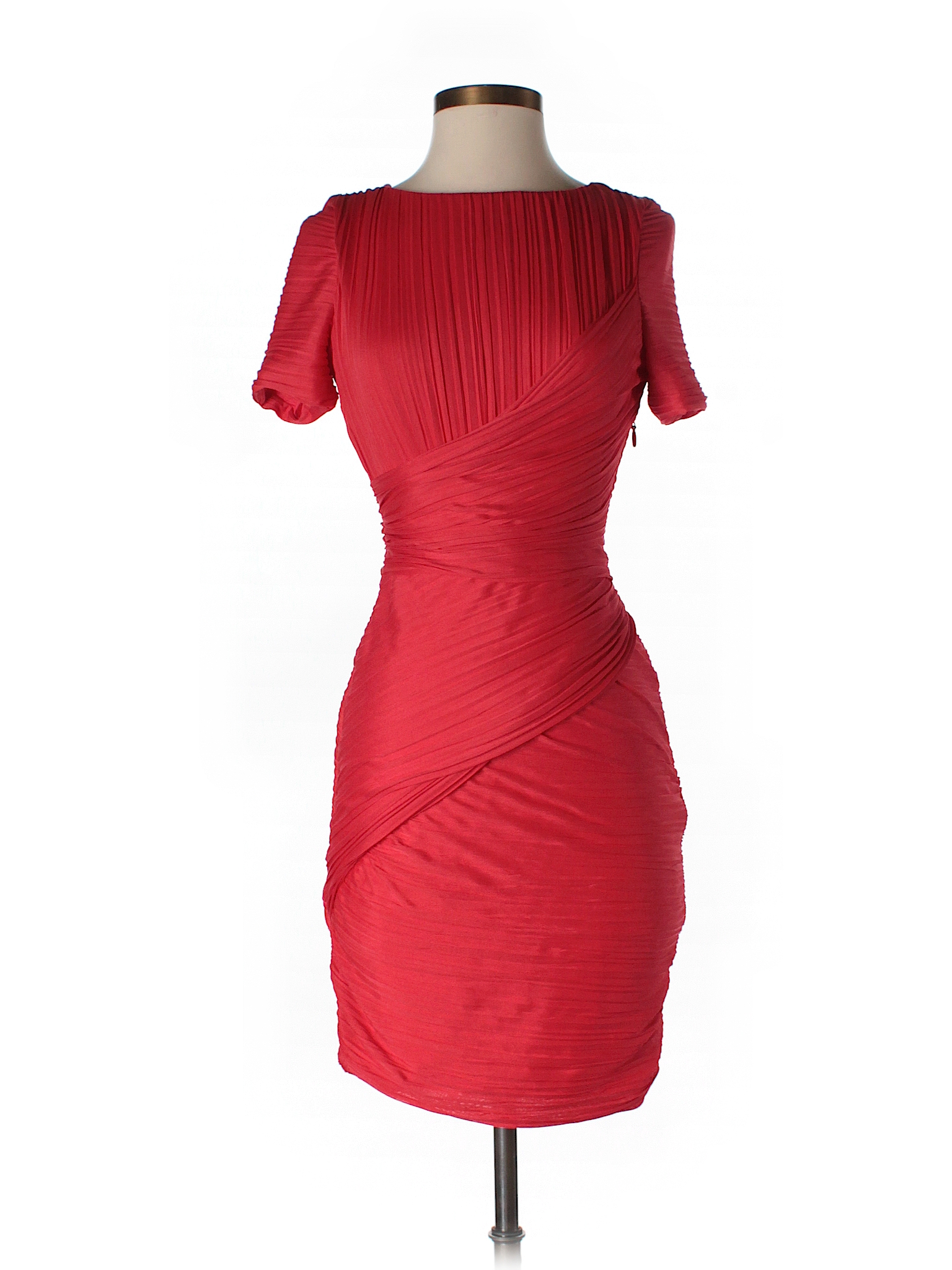 Halston Heritage 100 Polyester Solid Red Cocktail Dress Size 4 75