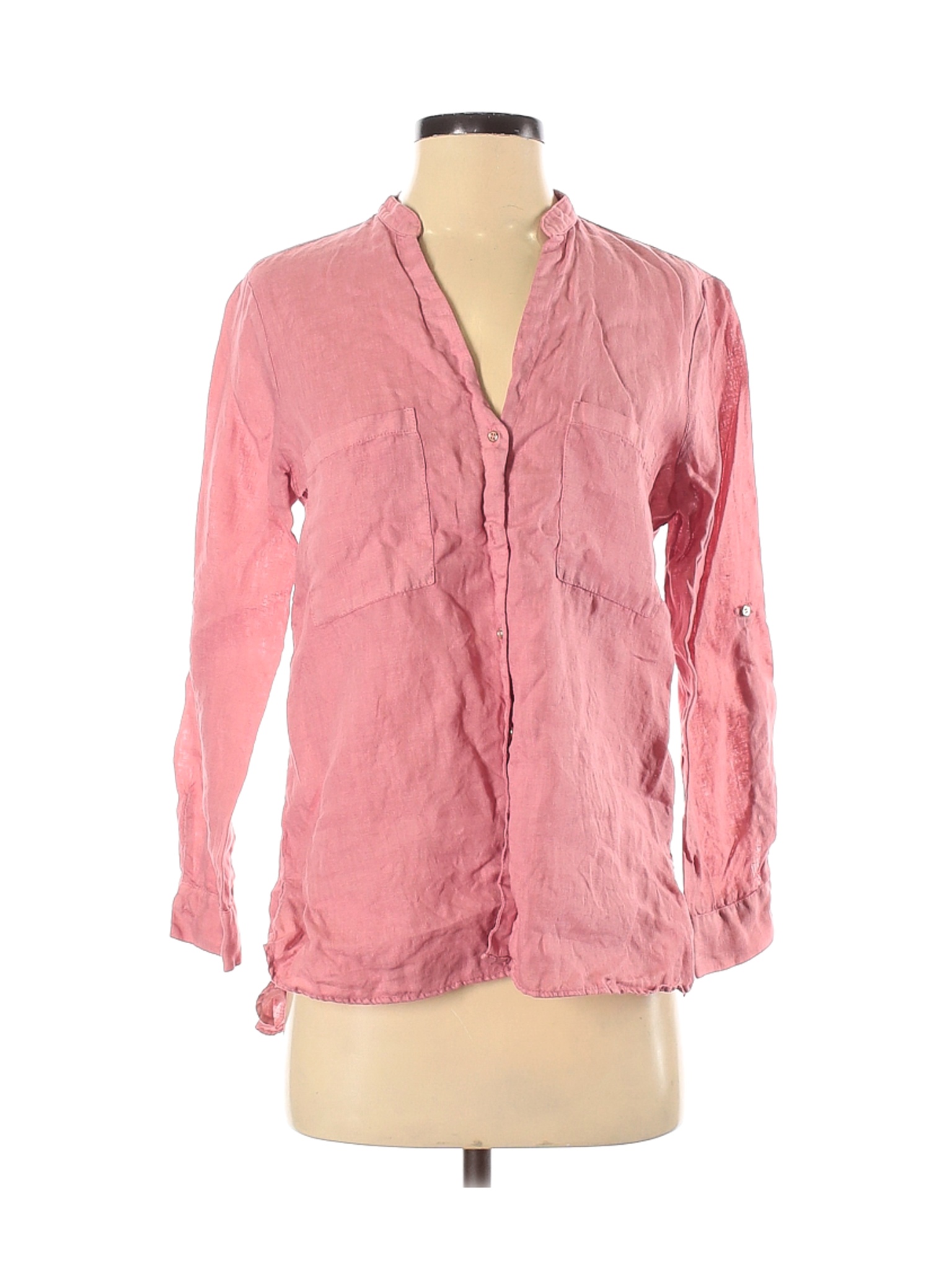 Zara TRF Women Pink Long Sleeve Button-Down Shirt S | eBay