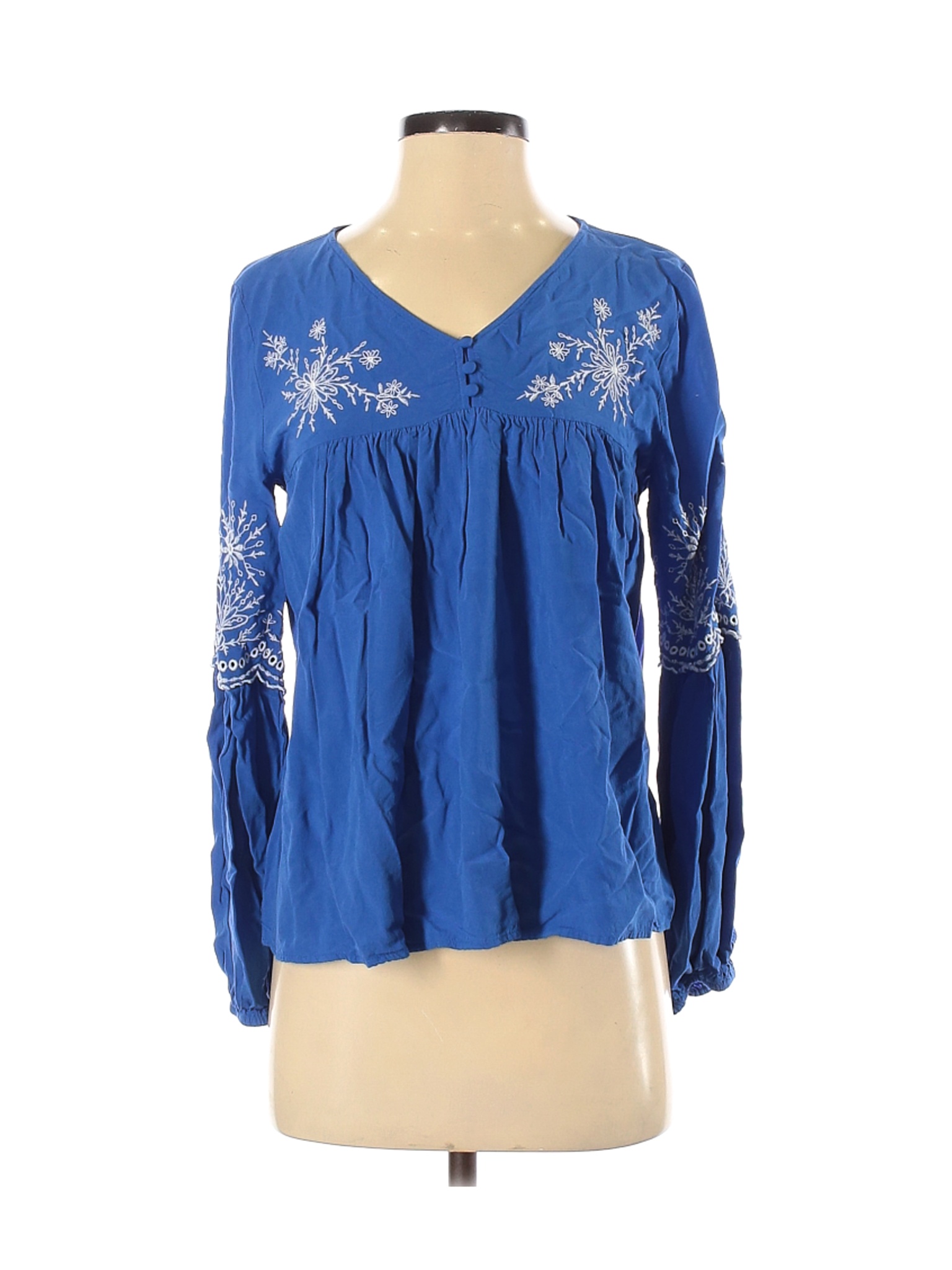Ann Taylor LOFT Women Blue Long Sleeve Blouse S | eBay