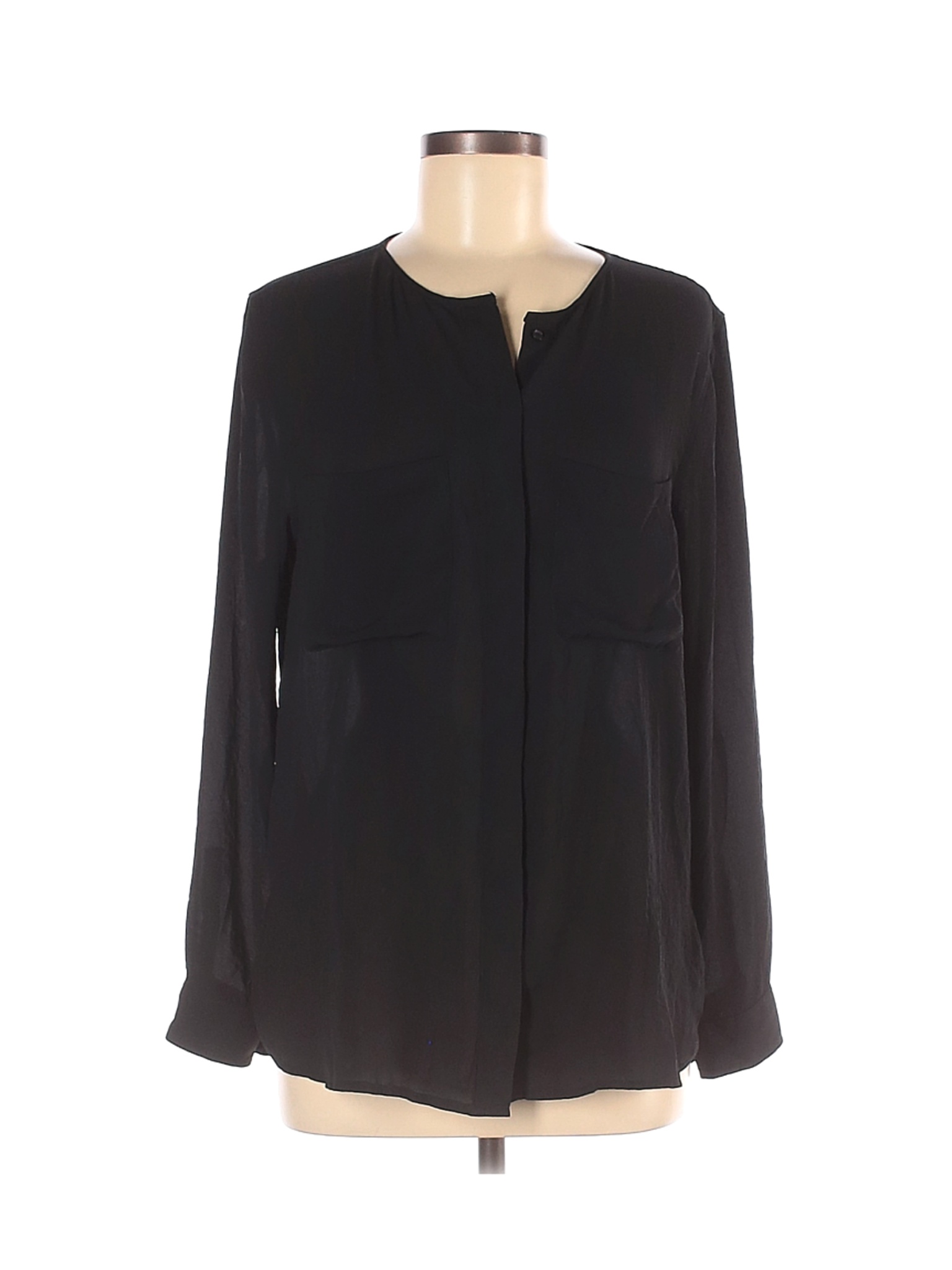 MNG Basics Women Black Long Sleeve Blouse 6 | eBay