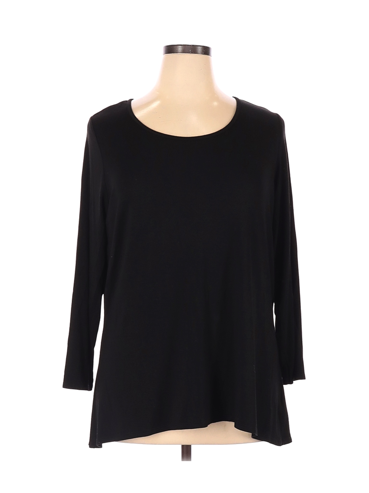 Kenar Women Black 3/4 Sleeve T-Shirt 1X Plus | eBay
