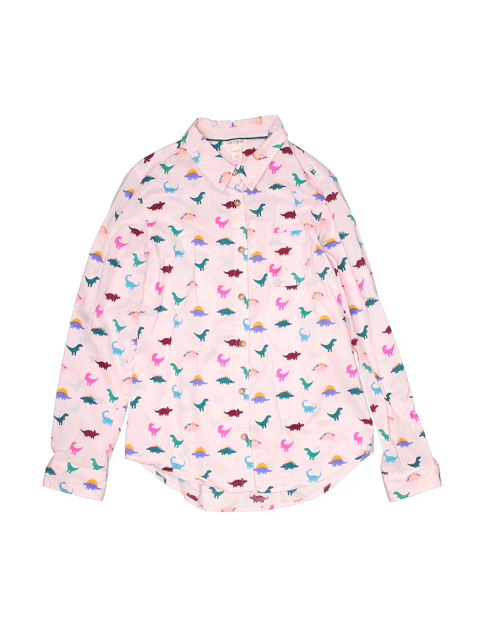 Cat & Jack Girls Pink Long Sleeve Button-Down Shirt XL Youth | eBay