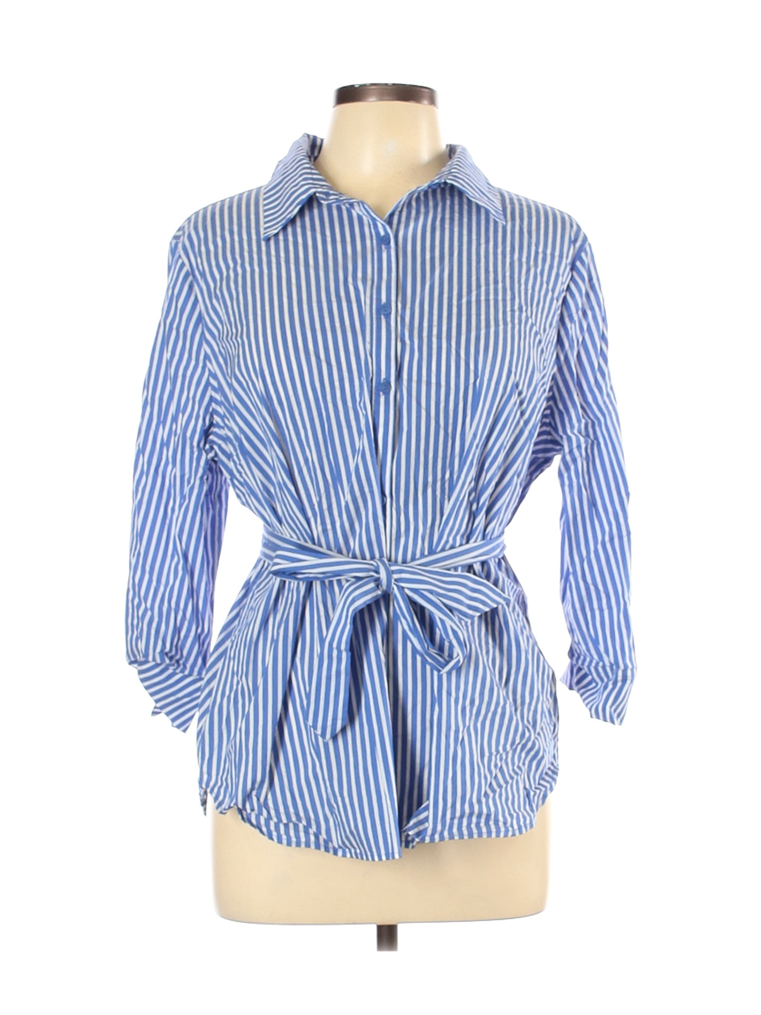 Worthington Women Blue Long Sleeve Button-Down Shirt XL | eBay