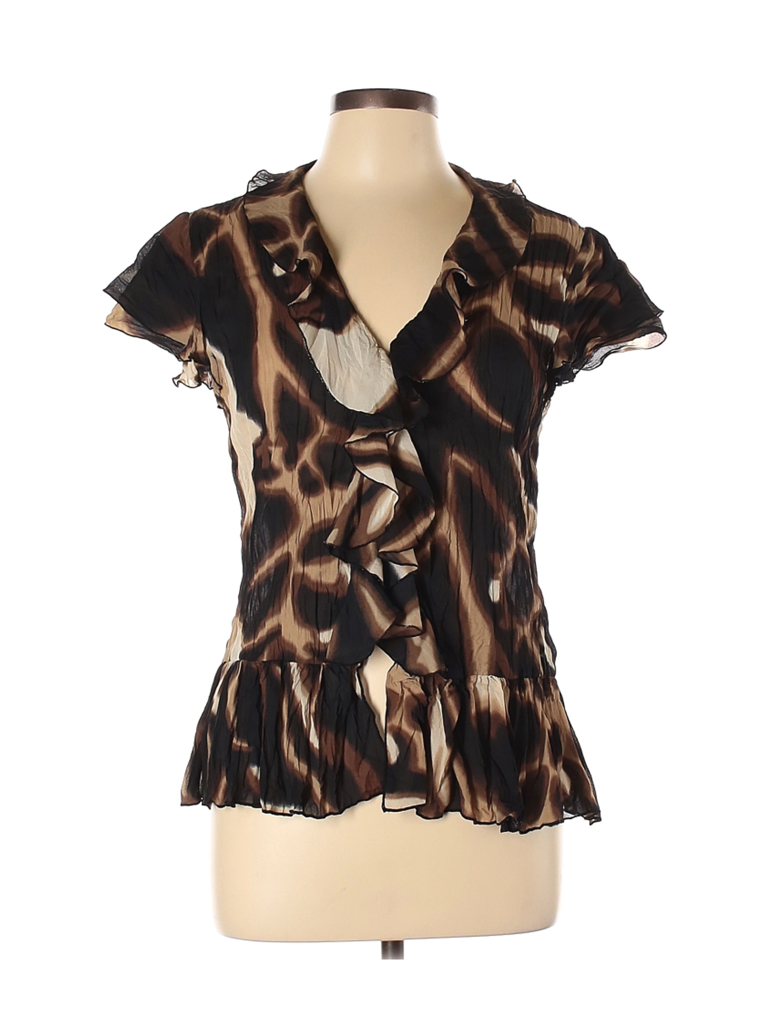 DressBarn Women Brown Short Sleeve Blouse L | eBay