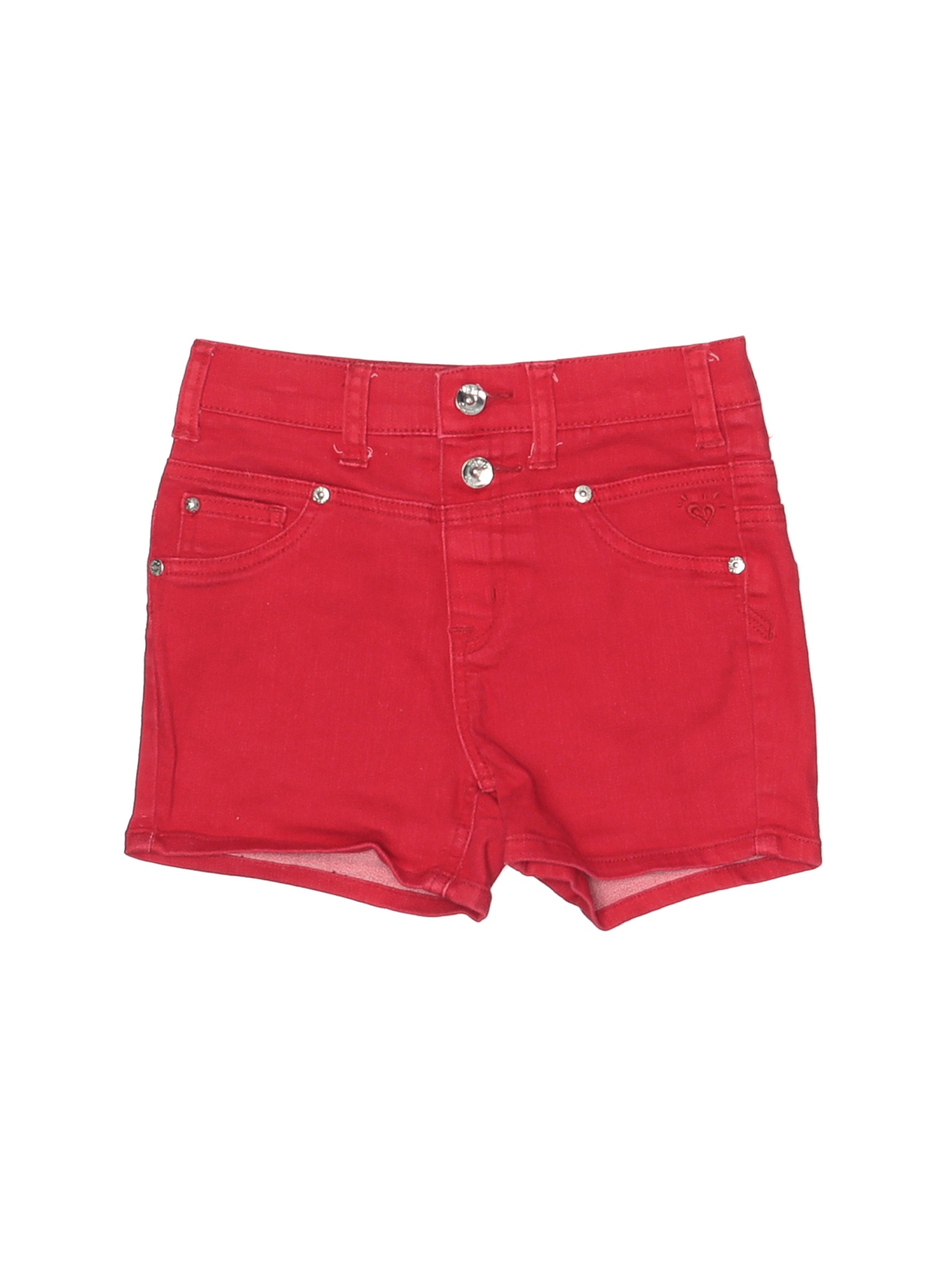 red distressed shorts