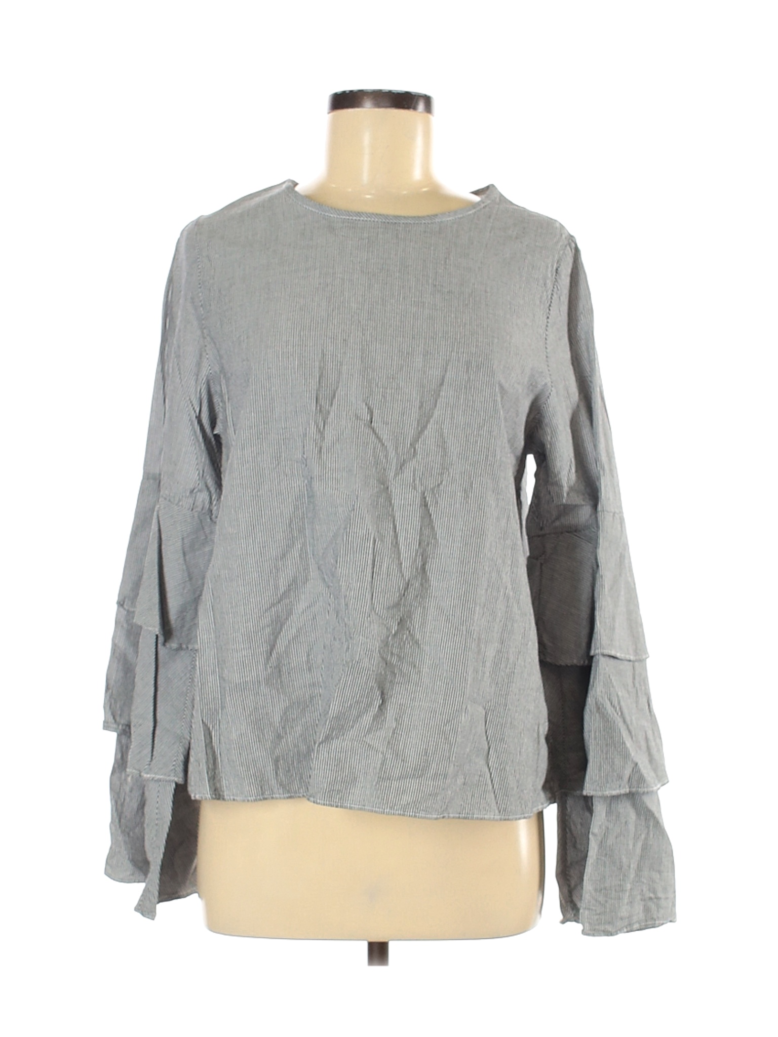 Newbury Kustom Women Gray Long Sleeve Blouse M | eBay